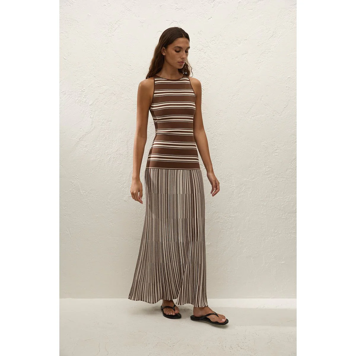 Faithfull The Brand Tore Maxi Dress - Ombre Stripe Macro Carob - Image 2