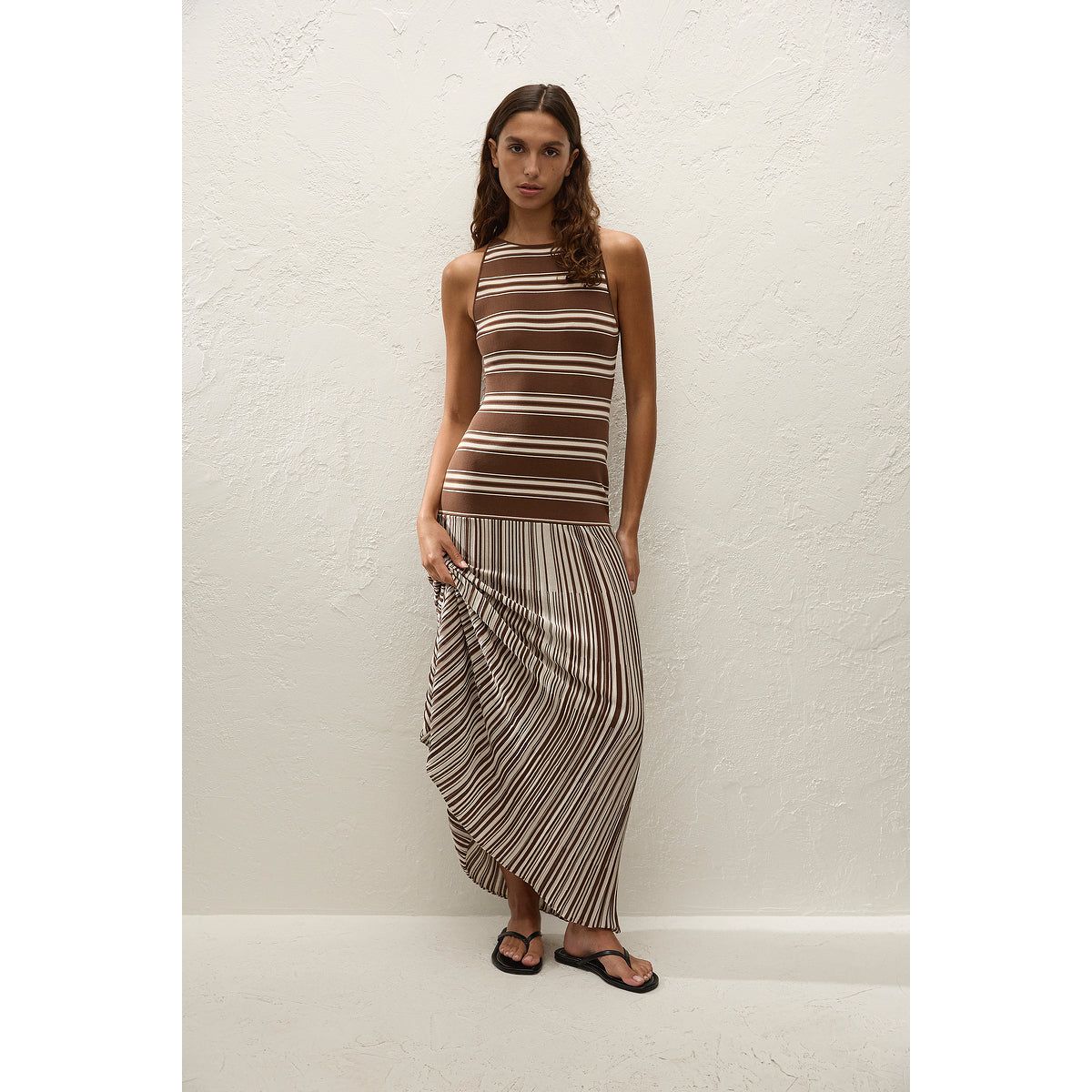 Faithfull The Brand Tore Maxi Dress - Ombre Stripe Macro Carob - Image 5