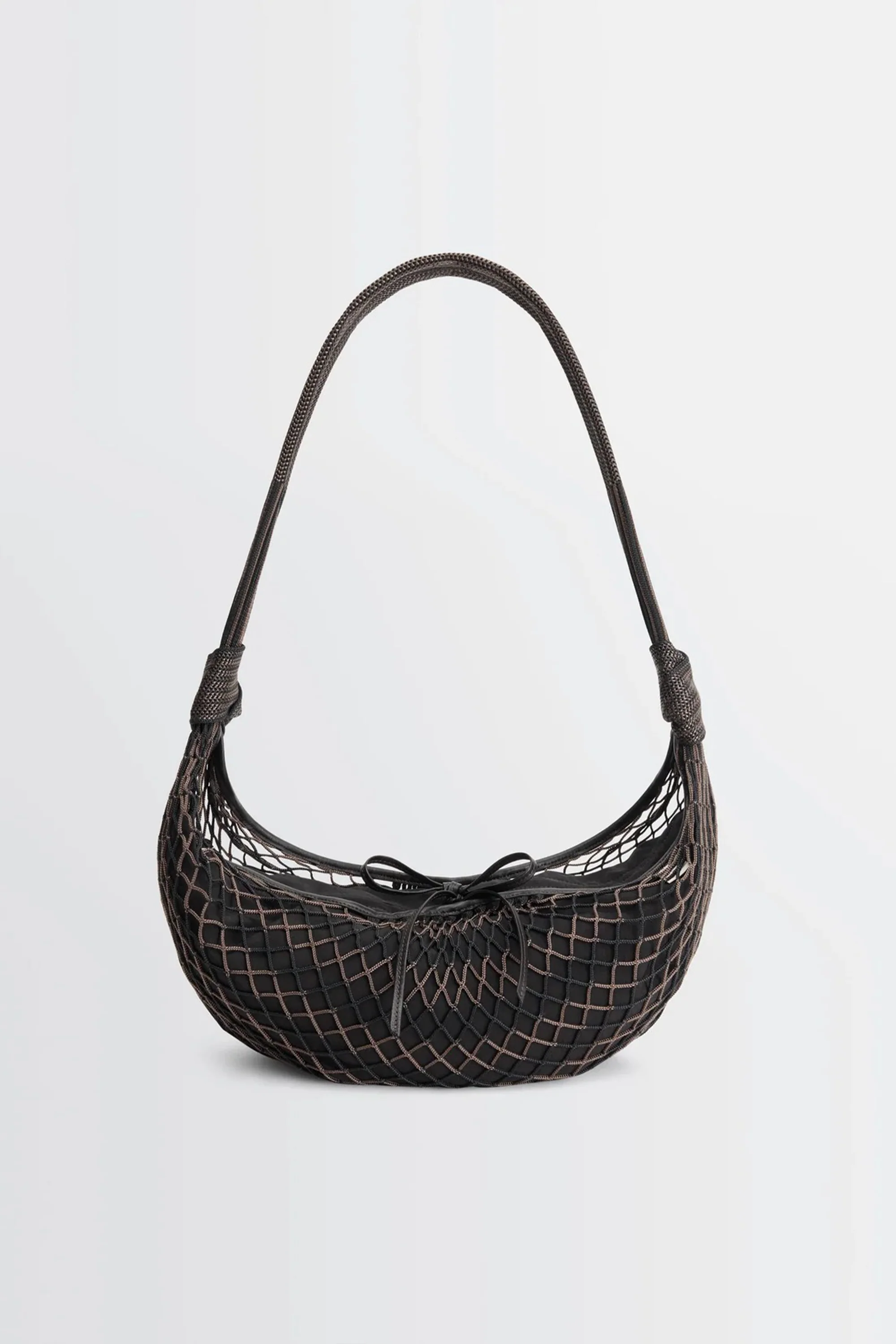 Lemaire Croissant Filt Bag Chevron Marron Glac/ Black - Image 2