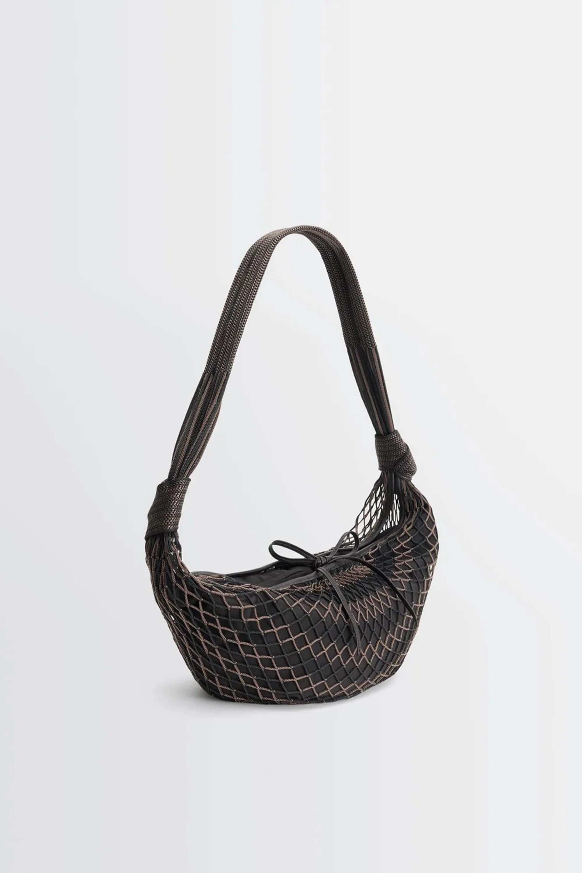 Lemaire Croissant Filt Bag Chevron Marron Glac/ Black - Image 3