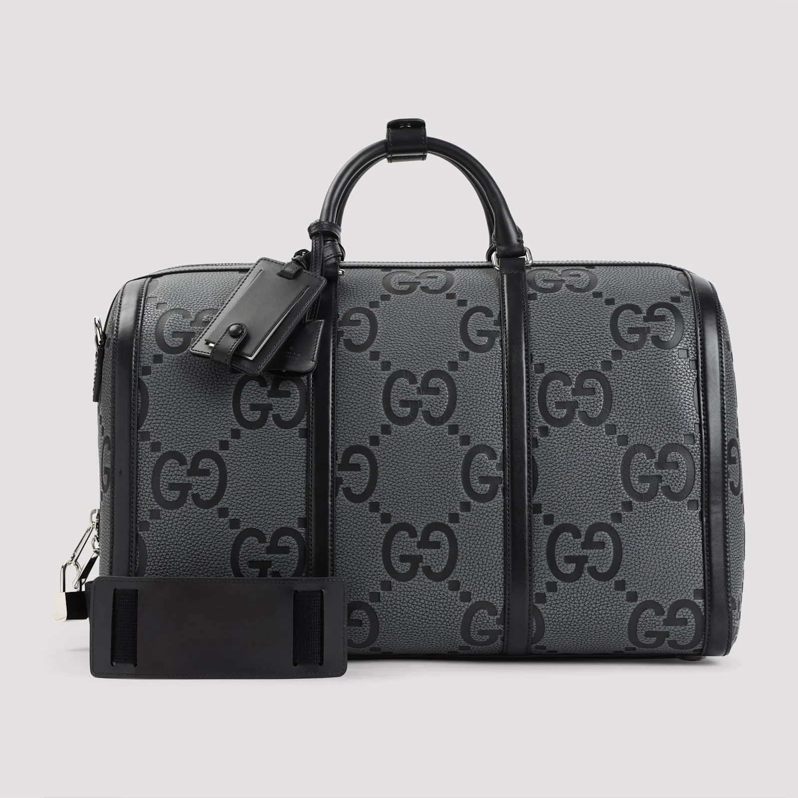Gucci Jumbo GG Leather Travel Bag - Black/Grey - Image 3