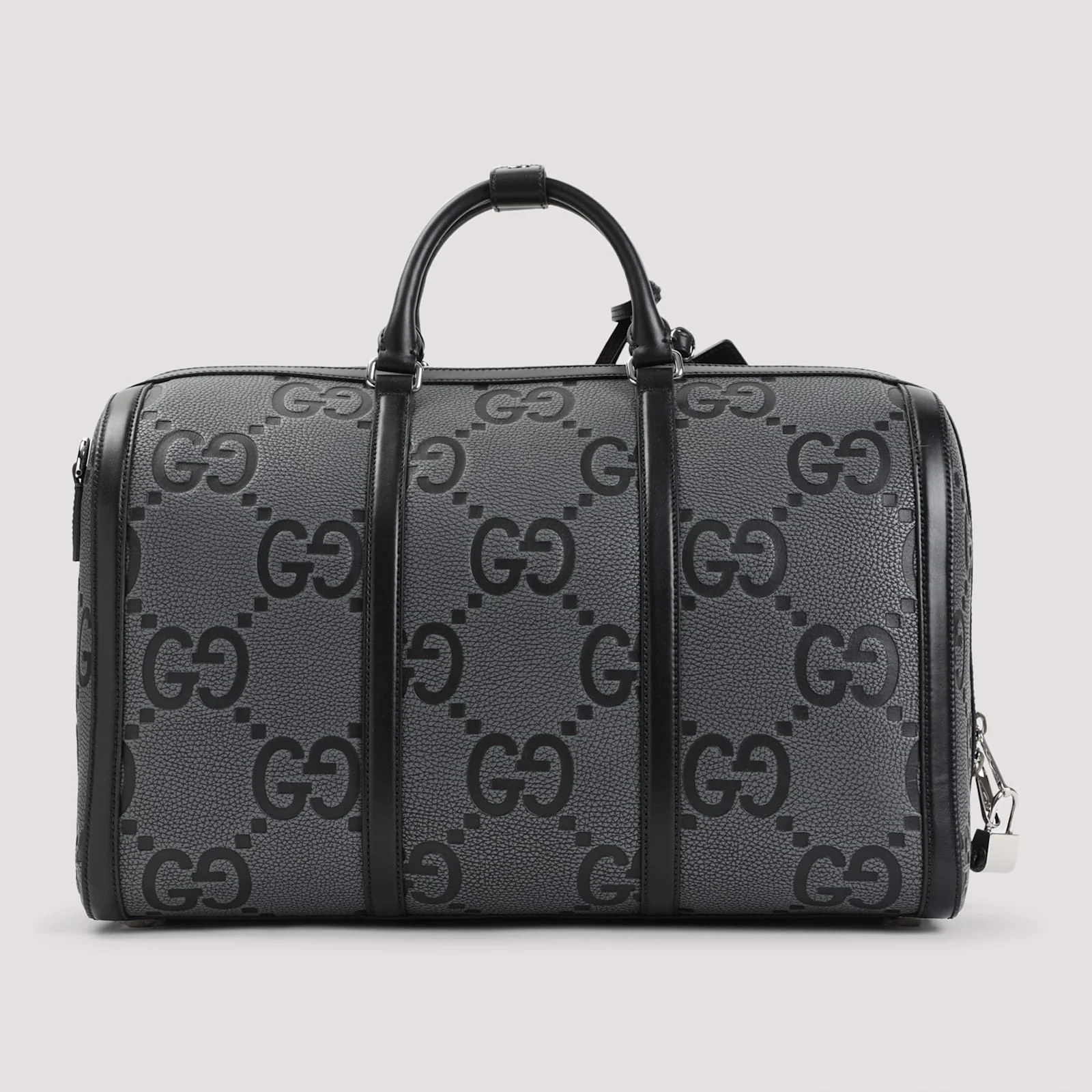 Gucci Jumbo GG Leather Travel Bag - Black/Grey - Image 4