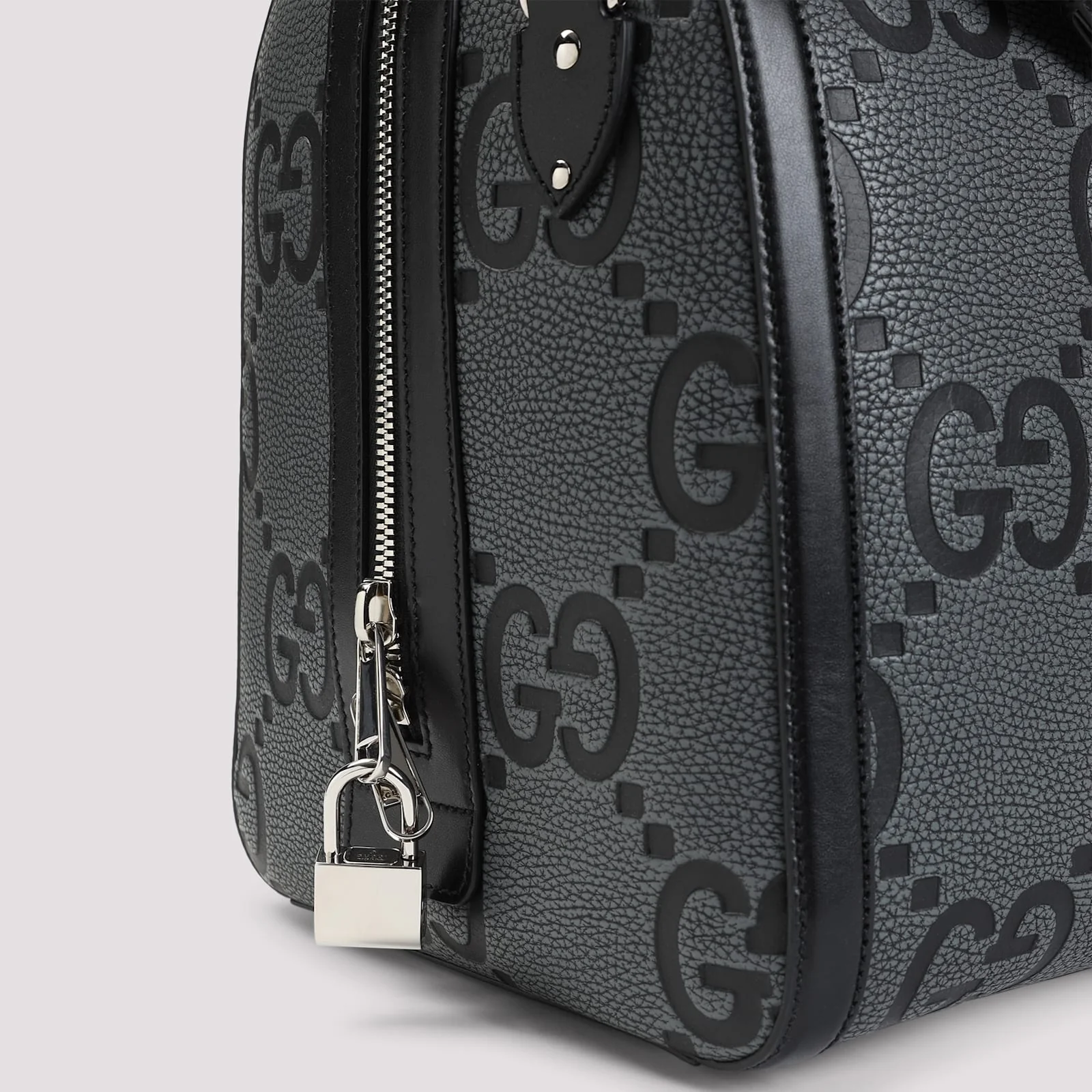 Gucci Jumbo GG Leather Travel Bag - Black/Grey - Image 5