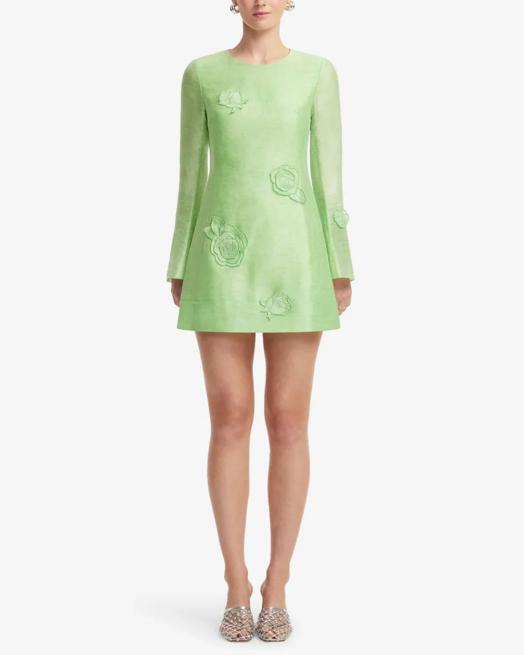Leo Lin Suzanne Appliqué Mini Dress - Juniper Green - Image 2