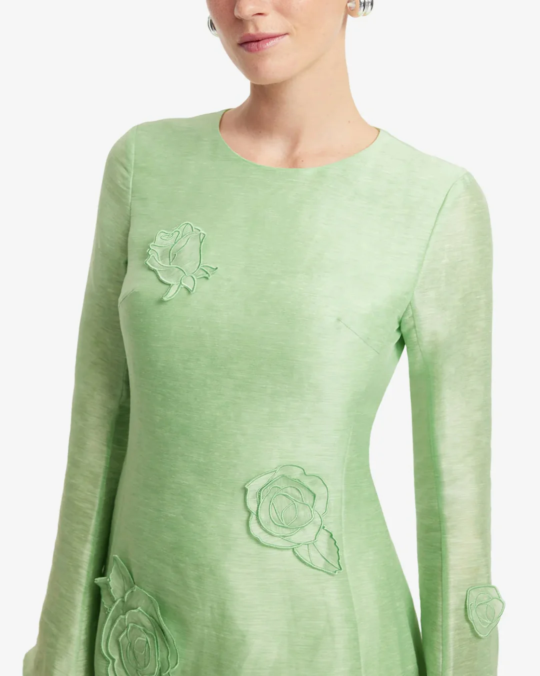 Leo Lin Suzanne Appliqué Mini Dress - Juniper Green - Image 4