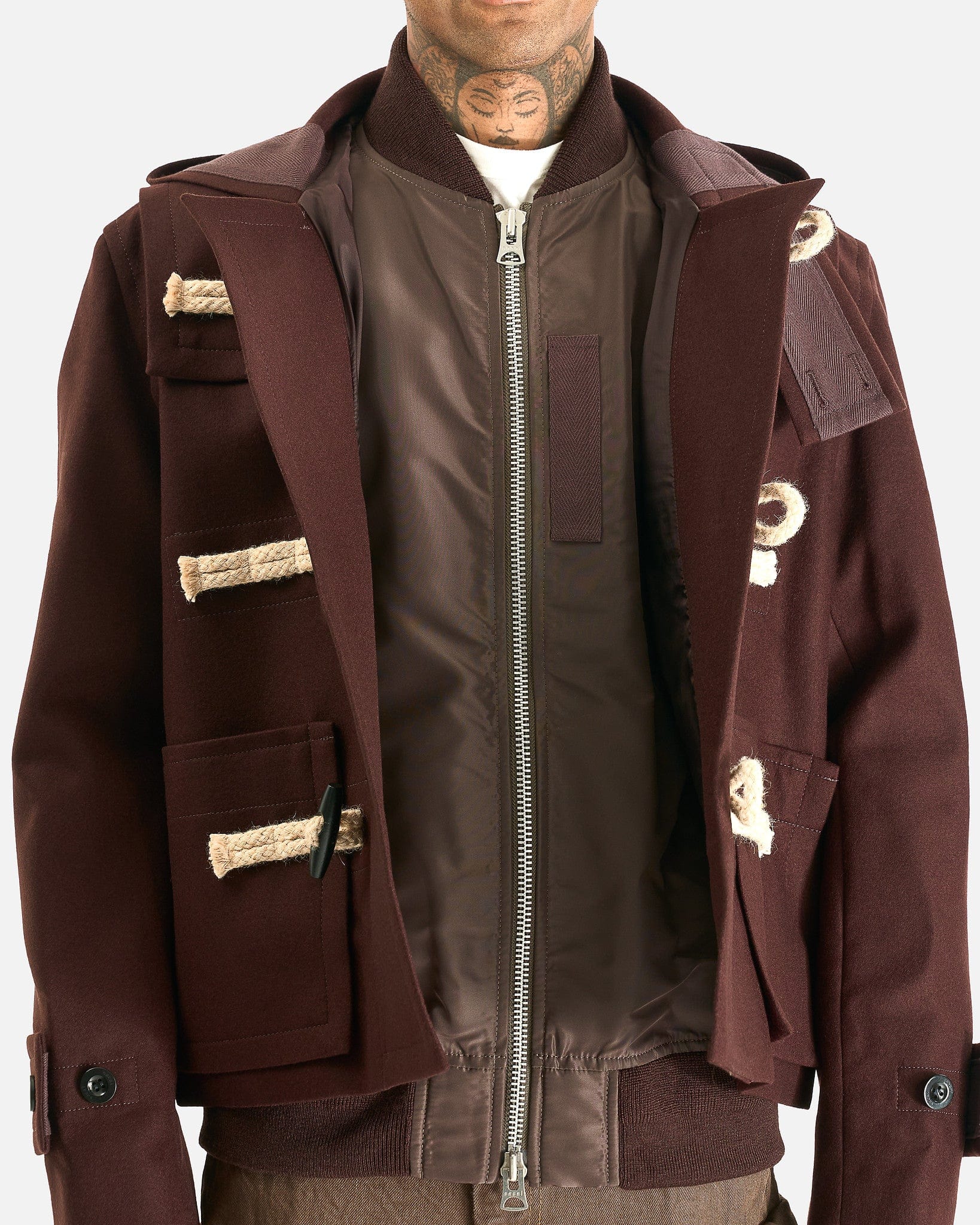 sacai Wool Melton Blouson Jacket - Brown - Image 6