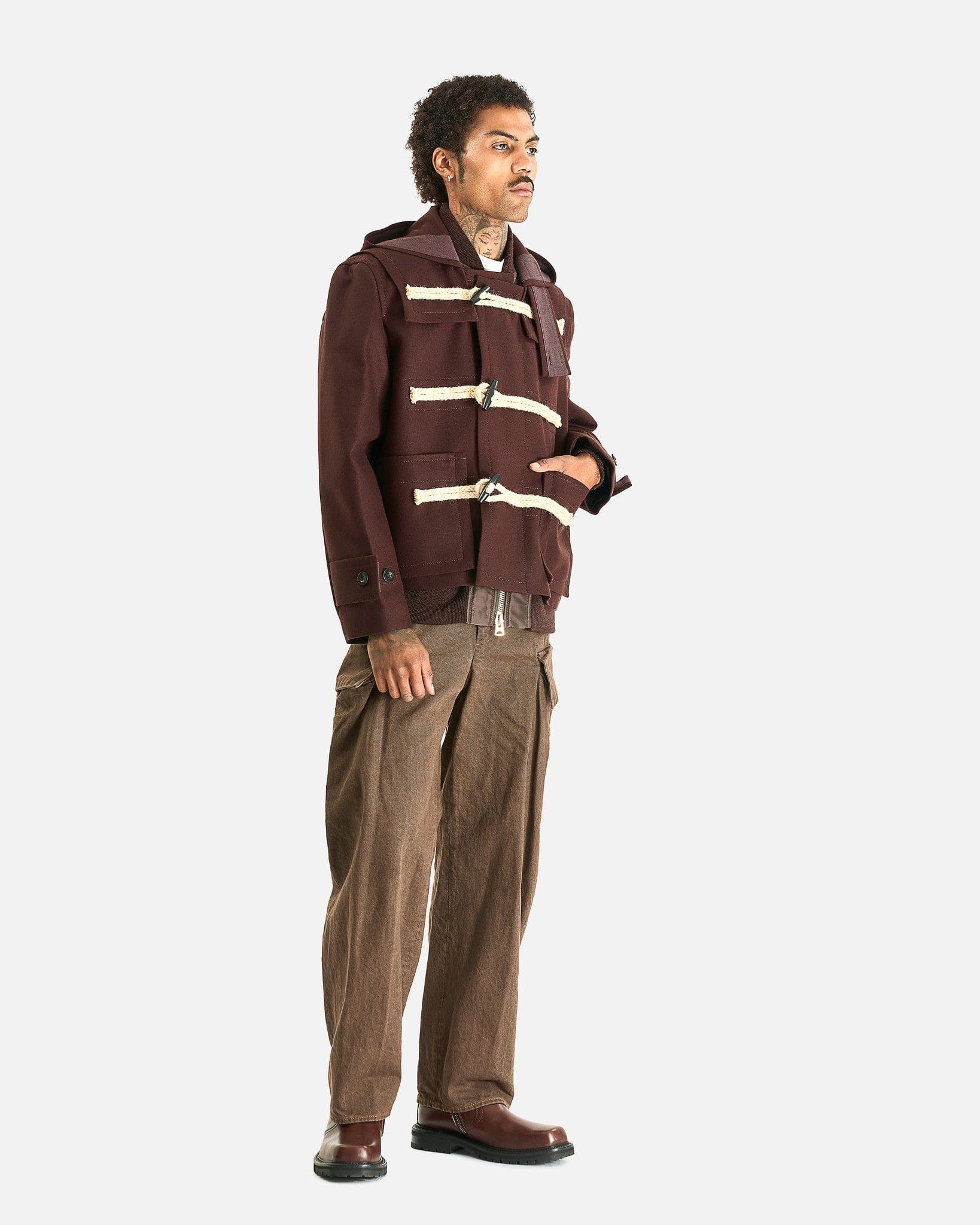 sacai Wool Melton Blouson Jacket - Brown - Image 8