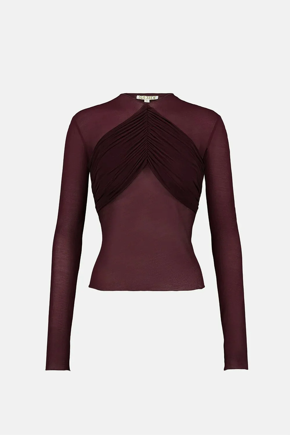 SAEMDI Bordeaux Mesh With Draping Top - Plum - Image 4