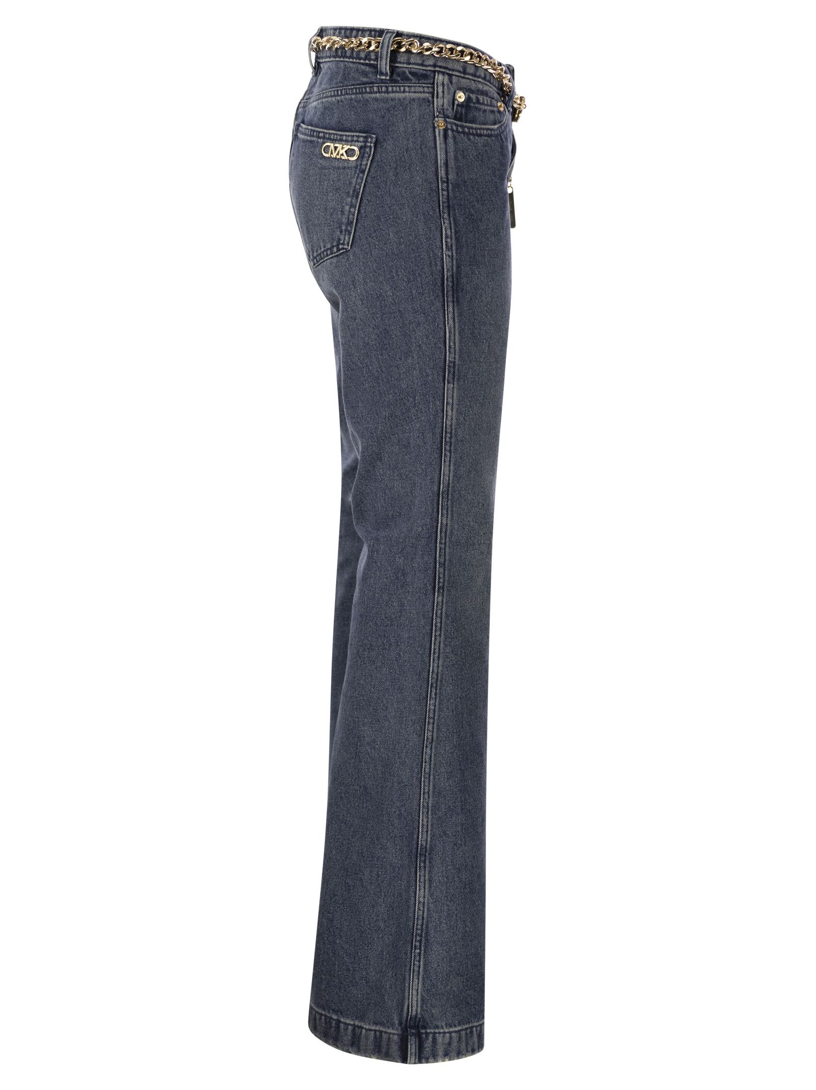 Michael Kors Flared Chain Belt Jeans - Blue - Image 3