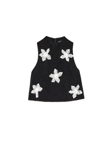 Sister Jane Glow Flora Cropped Top - Black - Image 3