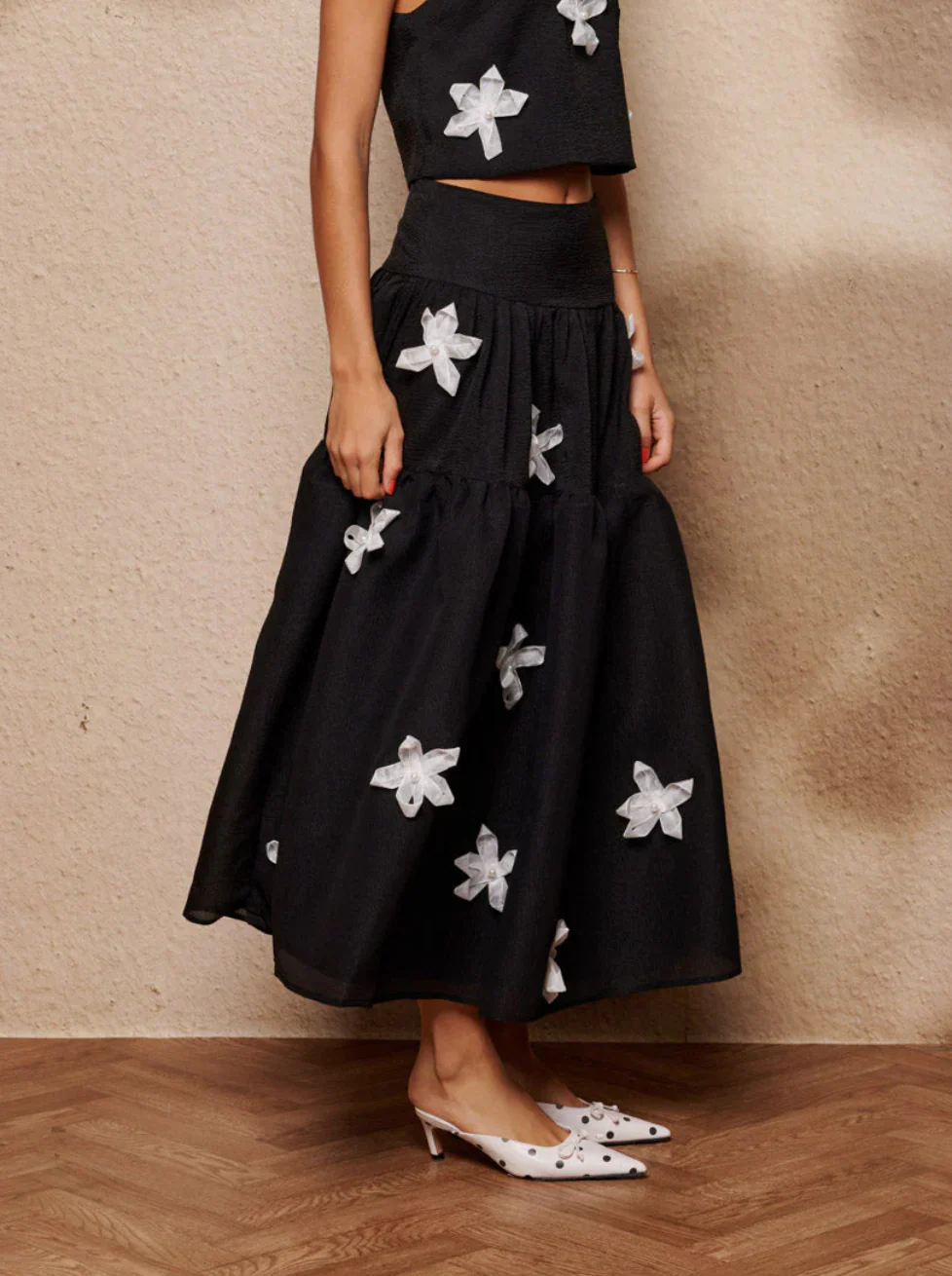 Sister Jane Glow Flora Midi Skirt - Black - Image 5