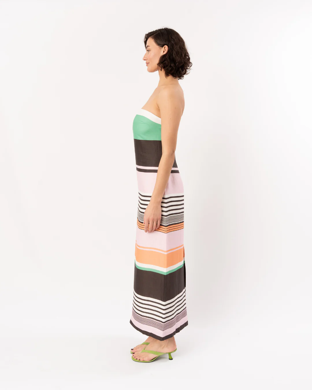 ROAME Frieda Strapless Midi Dress - Tango Stripe - Image 5