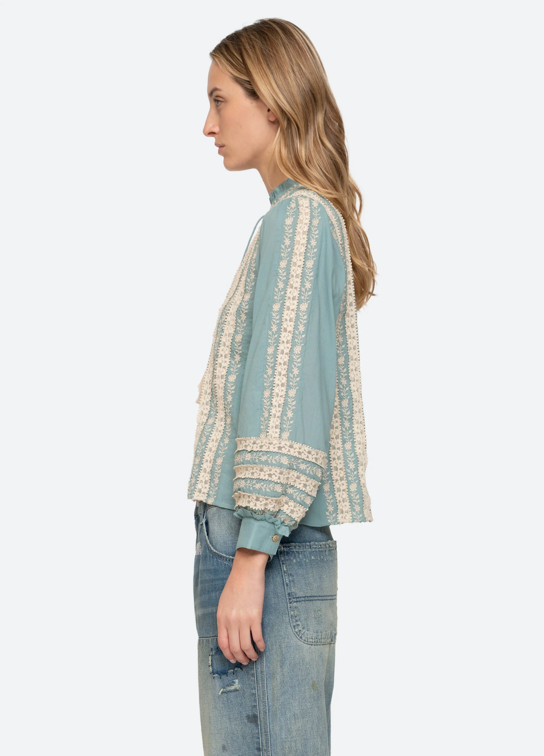 Sea NY Kirsten Long Sleeve Top - Sky - Image 3