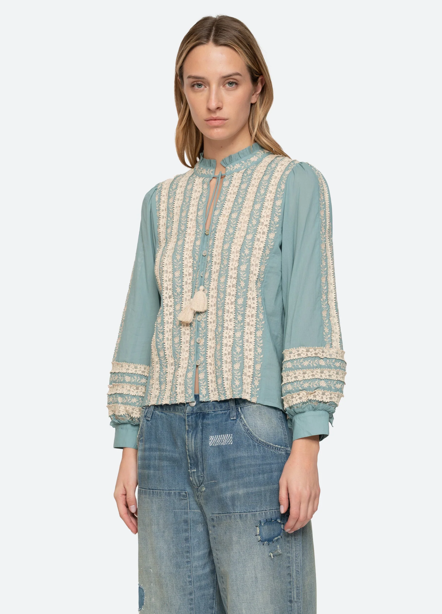 Sea NY Kirsten Long Sleeve Top - Sky - Image 4