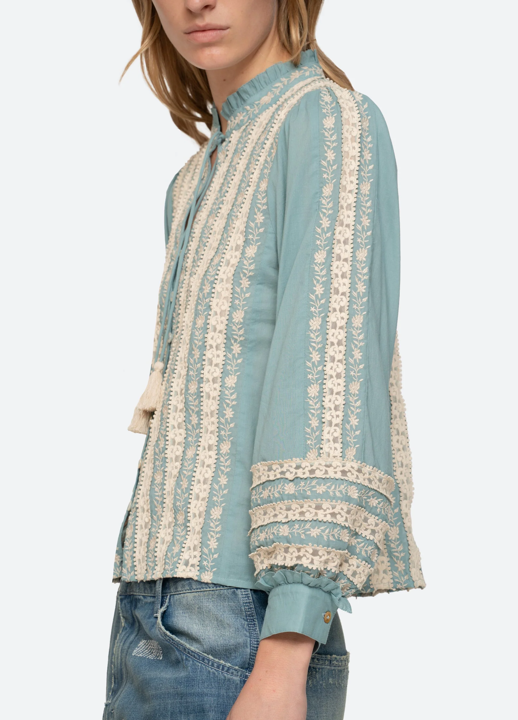Sea NY Kirsten Long Sleeve Top - Sky - Image 5