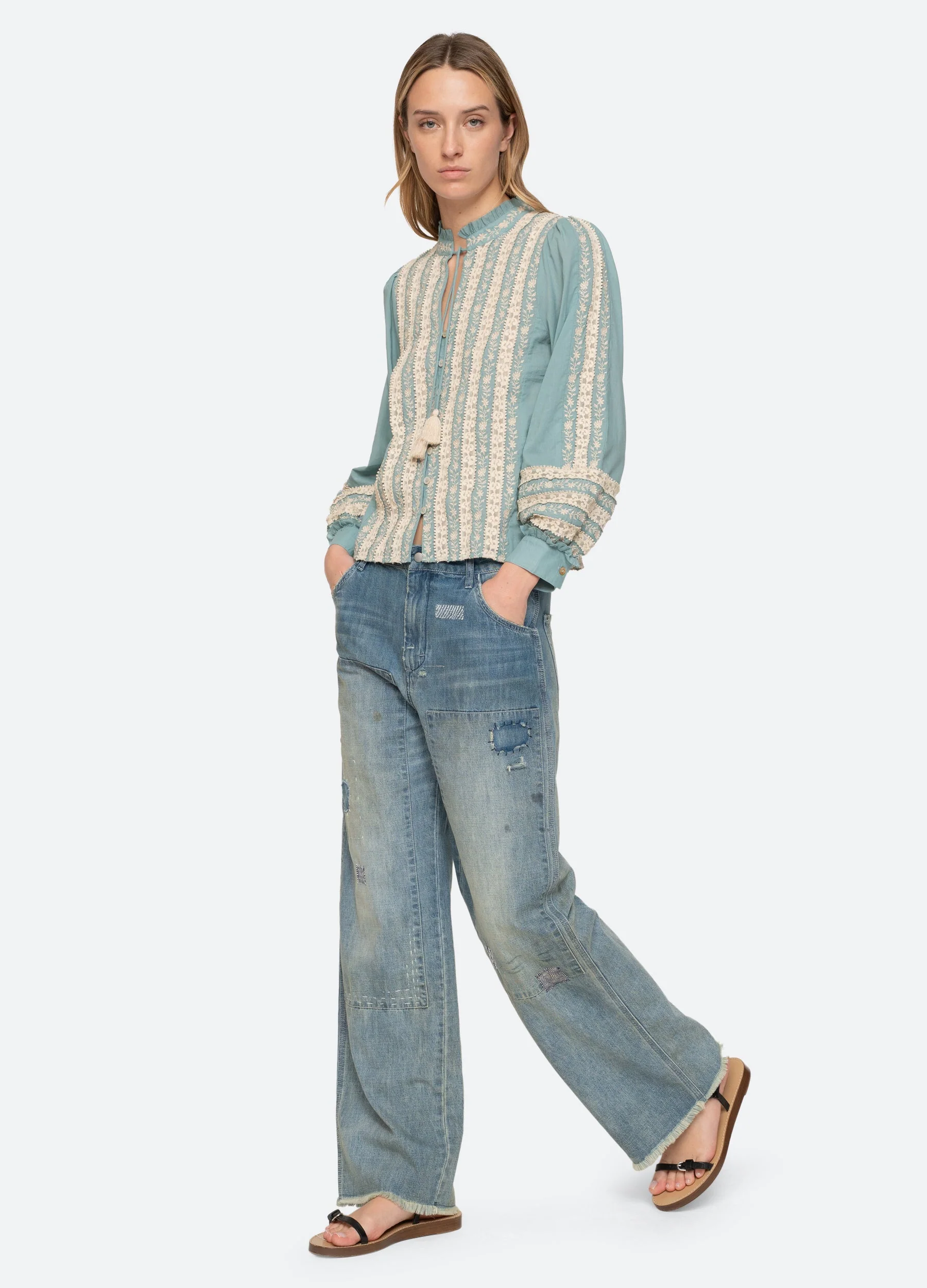 Sea NY Kirsten Long Sleeve Top - Sky - Image 6