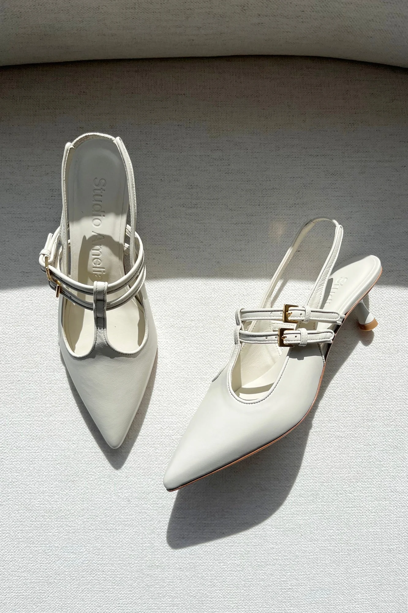 STUDIO AMELIA Alto 50 Slingback Heels - Cream - Image 3