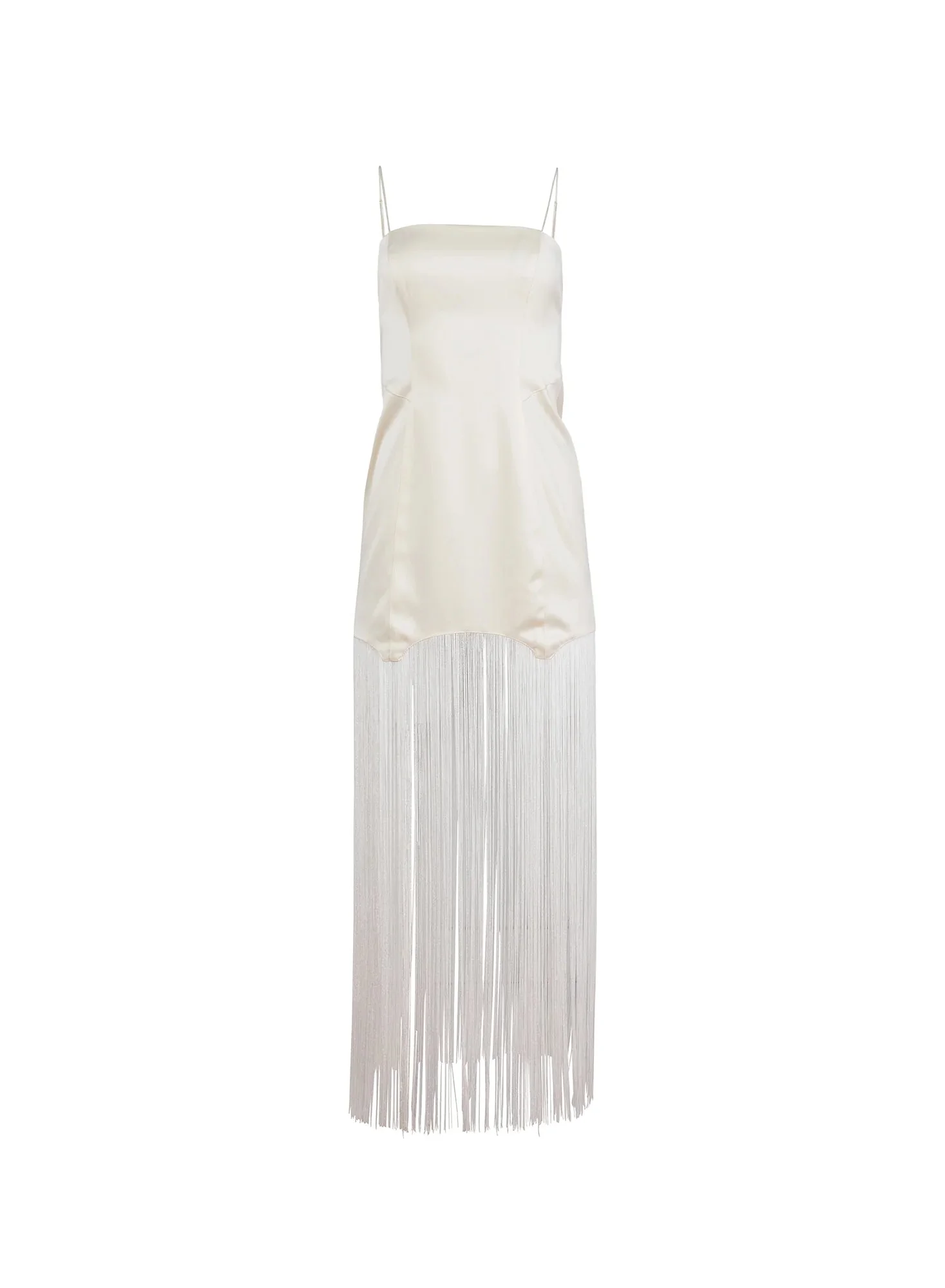 fleur du mal Satin Fringe Maxi Dress - Ivory - Image 4