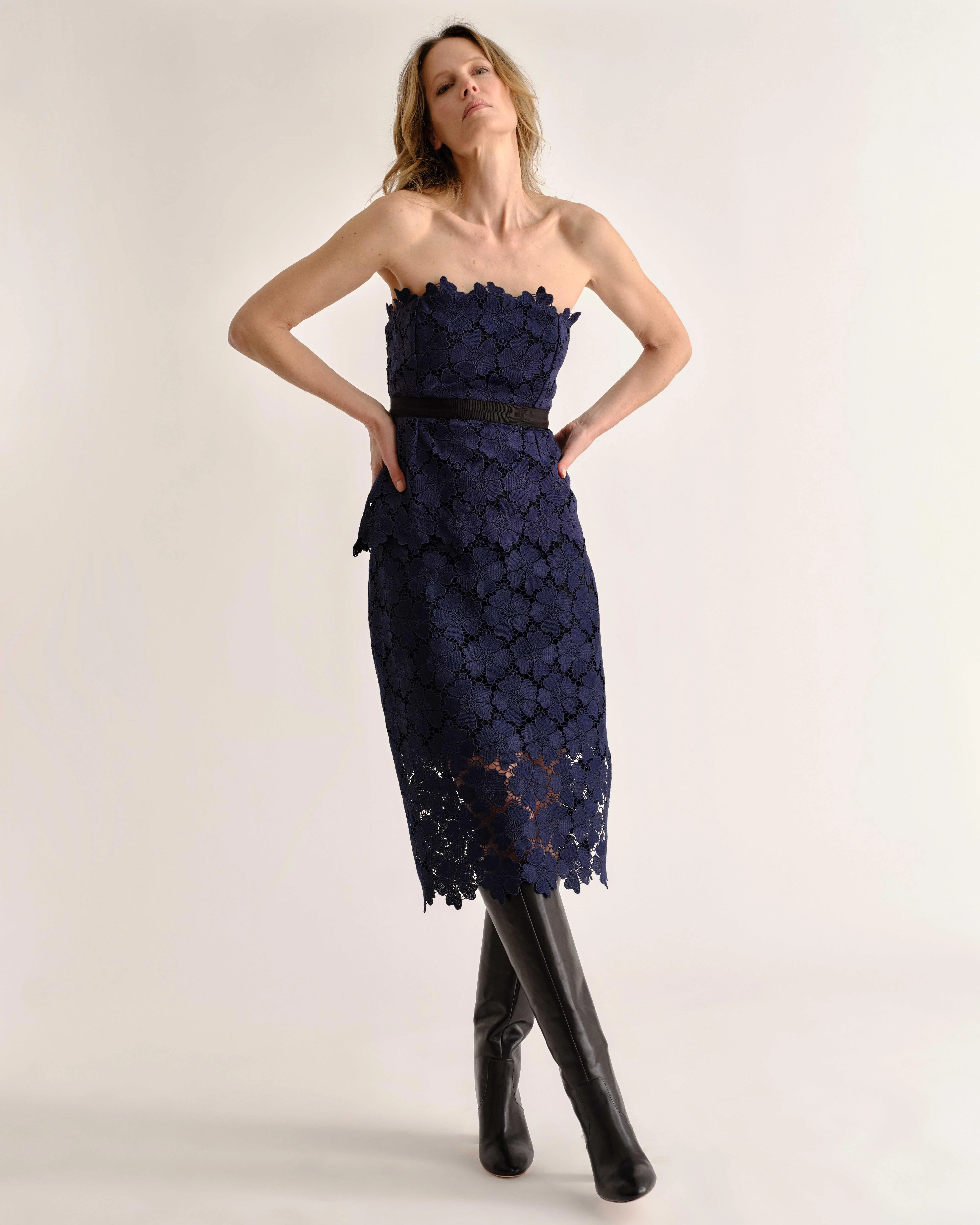 Cartolina Romita Peplum Top - Midnight Blue - Image 3