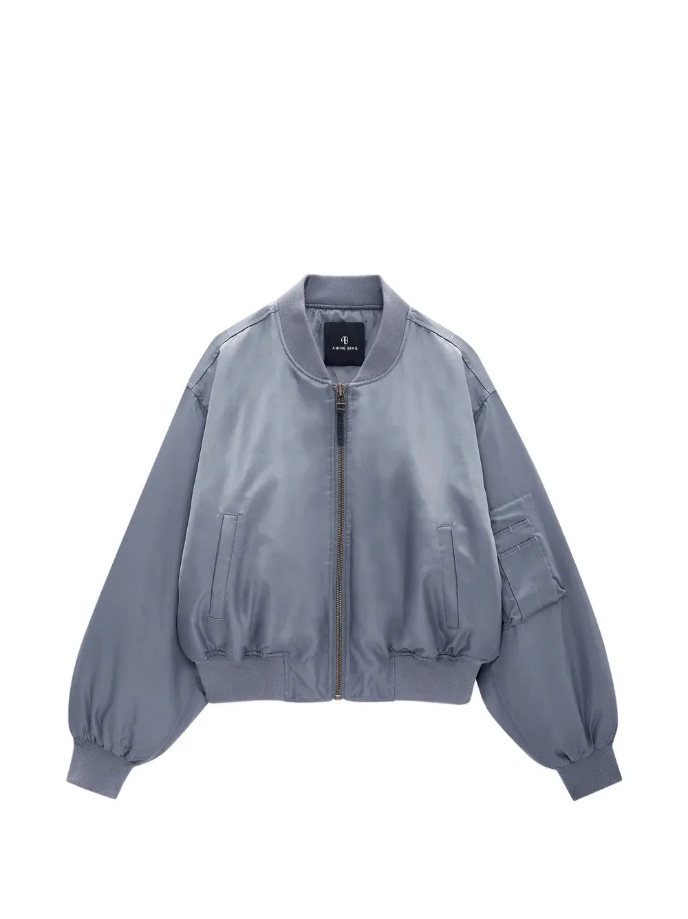 Anine Bing Cropped Leon Bomber Jacket - Dark Grey - Image 2