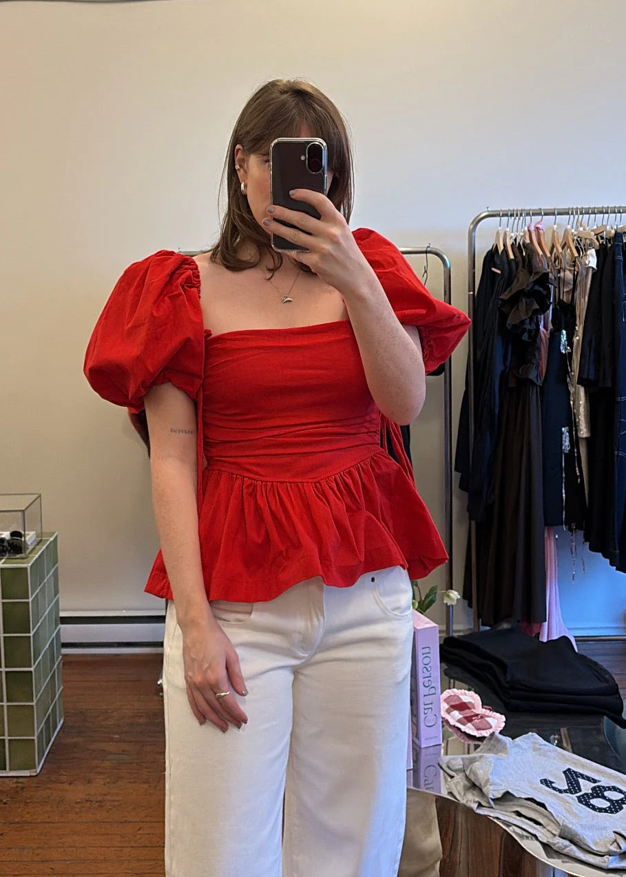 SIXXTA Jacinta Top With Removable Sleeves - Cherry - Image 3