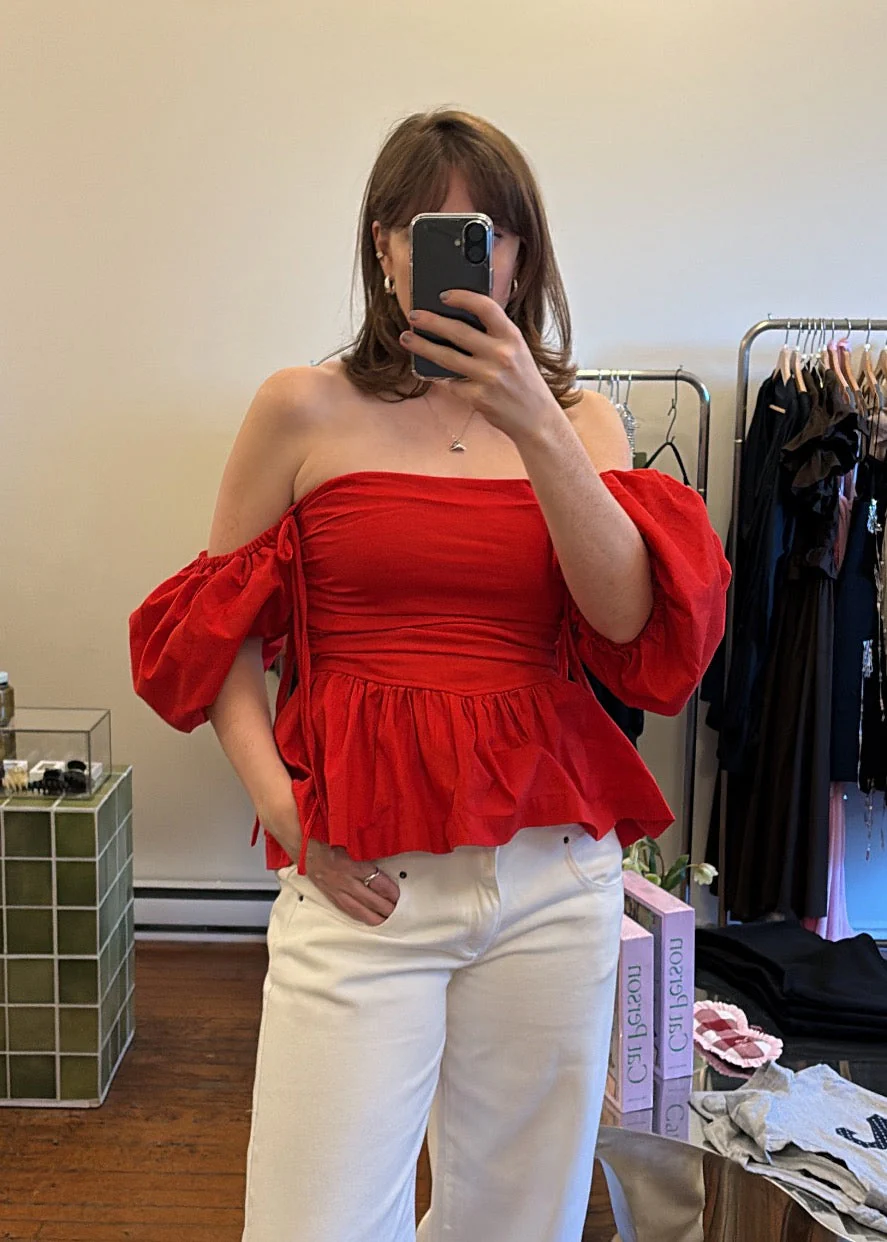 SIXXTA Jacinta Top With Removable Sleeves - Cherry - Image 8