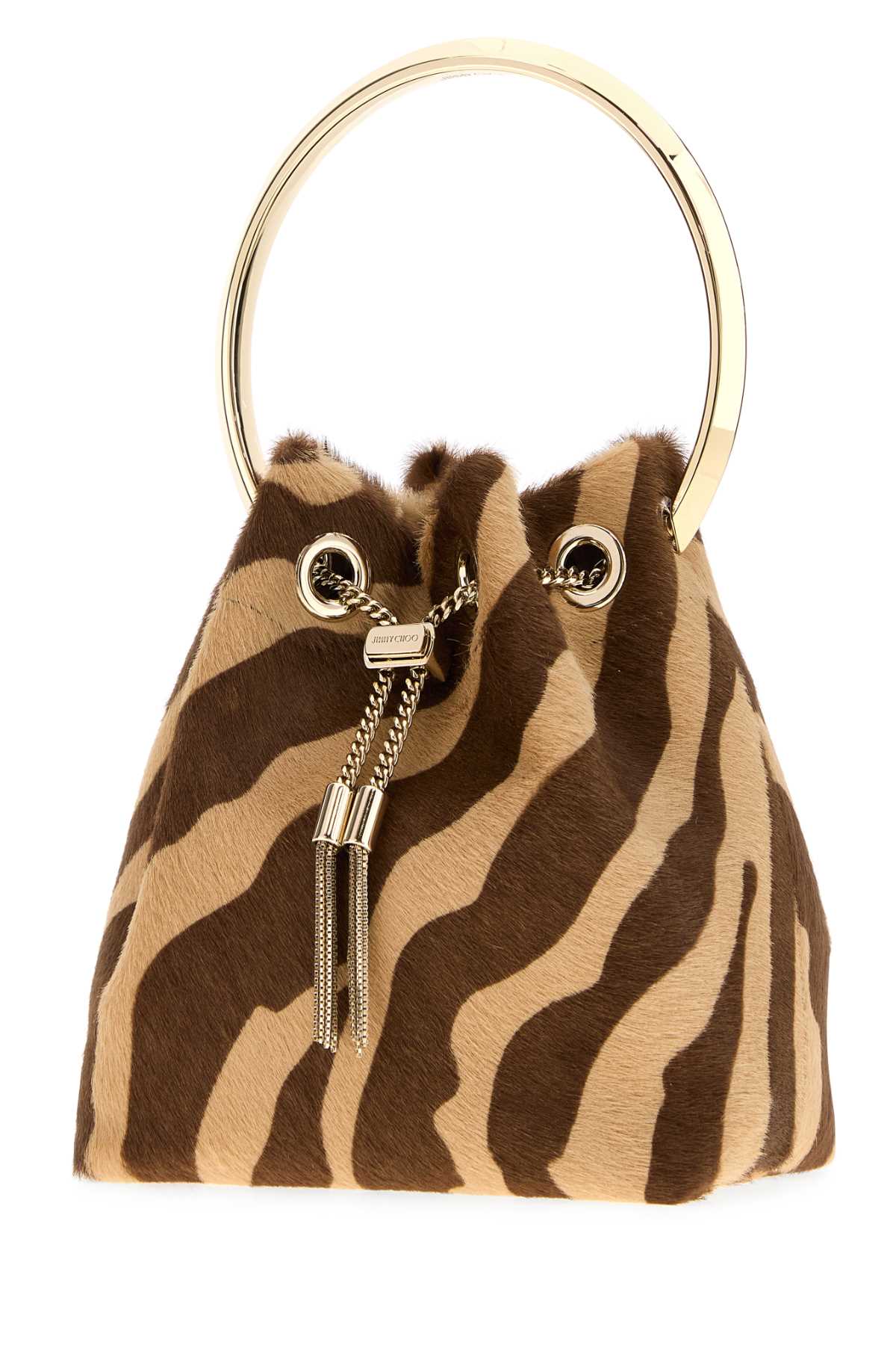 JIMMY CHOO Printed Calf Hair Bon Bon Bucket Bag - Natural Light Gold - Image 2