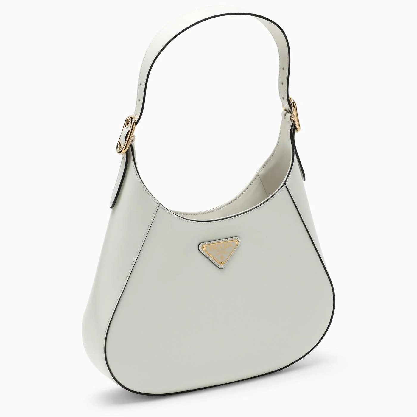 Prada Leather Shoulder Bag With Triangle Logo Tote - Bianco N - Image 2