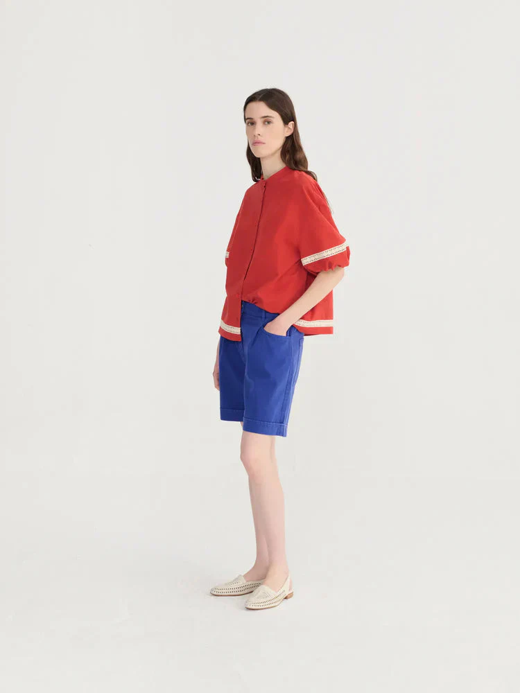 Bobo Choses Contrast Trim Puff Sleeve Shirt - Image 3