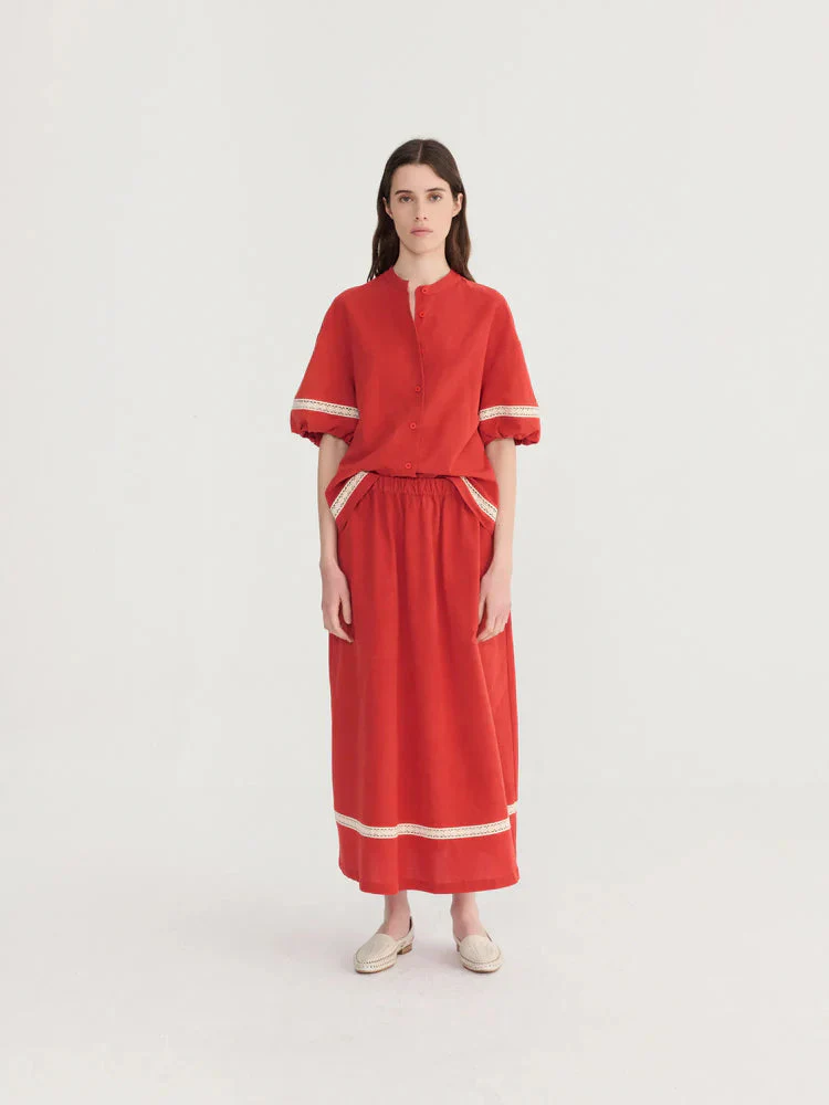 Bobo Choses Contrast Trim Puff Sleeve Shirt - Image 4