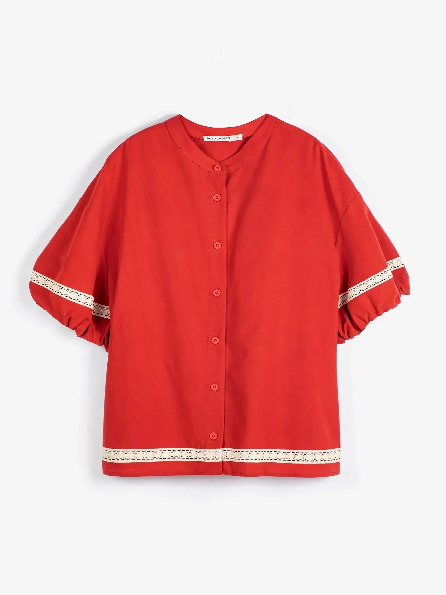 Bobo Choses Contrast Trim Puff Sleeve Shirt - Image 6