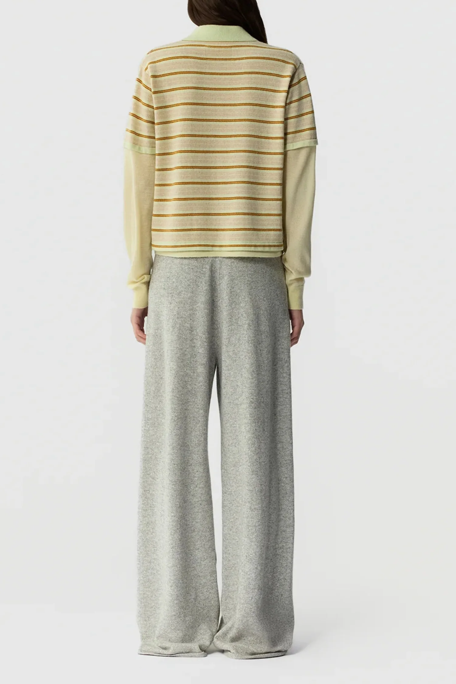Guest in Residence Layered Stripe Rugby Cashmere Polo - Lime Combo - Image 4