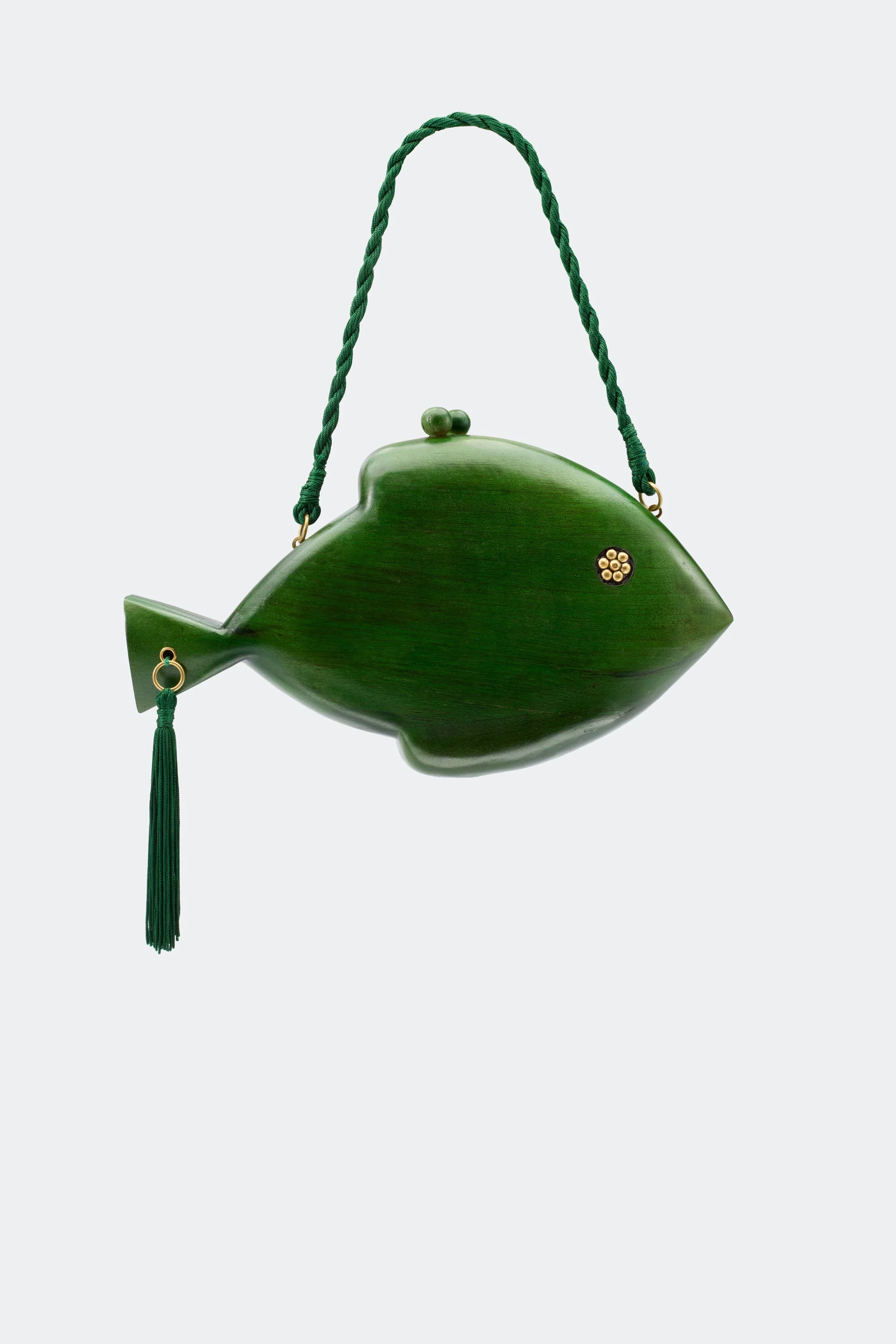 Simon Miller Carved Wooden Fish Clutch - Gummy Green - Image 2