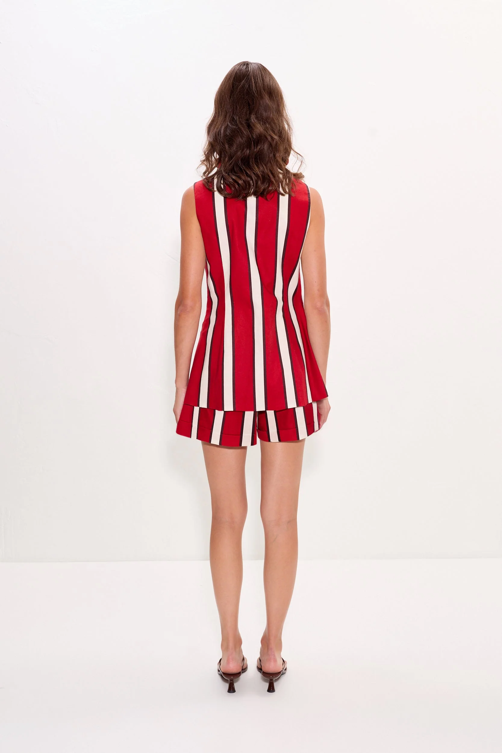Simon Miller Del Mar Linen Vest - Venetian Red Stripe - Image 5