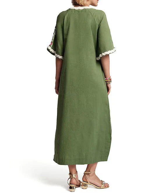 Frances Valentine Peacock Caftan Dress - Treetop/Multi - Image 2