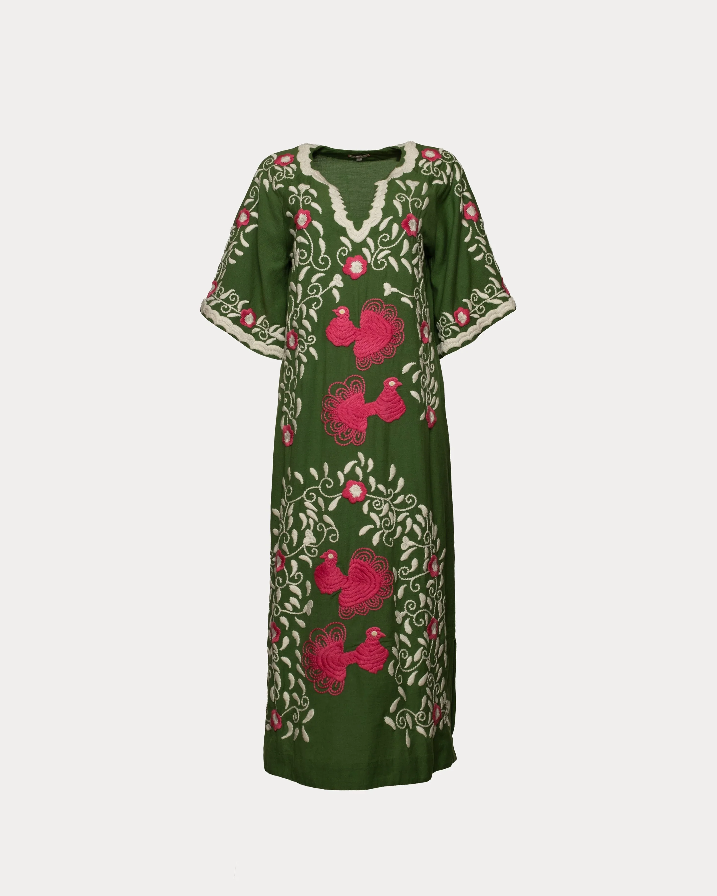 Frances Valentine Peacock Caftan Dress - Treetop/Multi - Image 3