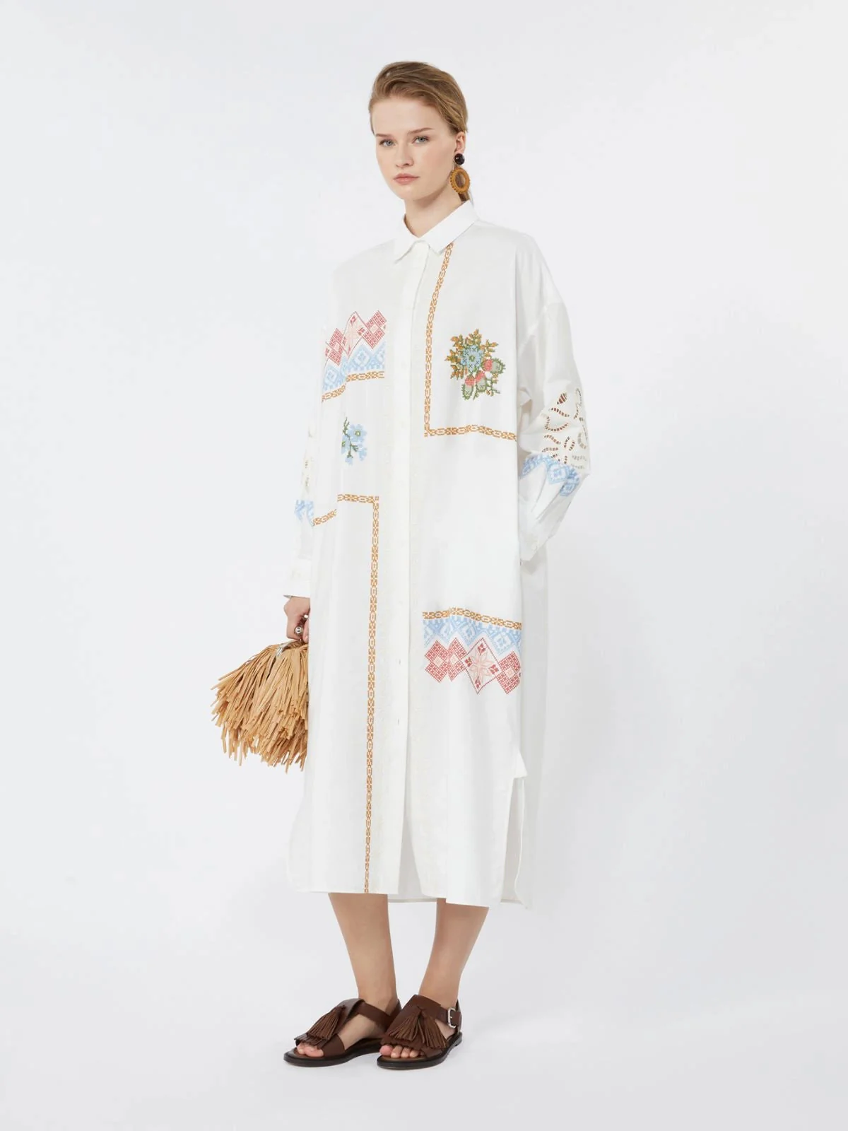 Weekend Max Mara Poplin Shirt Dress With Embroideries Dress - Image 2