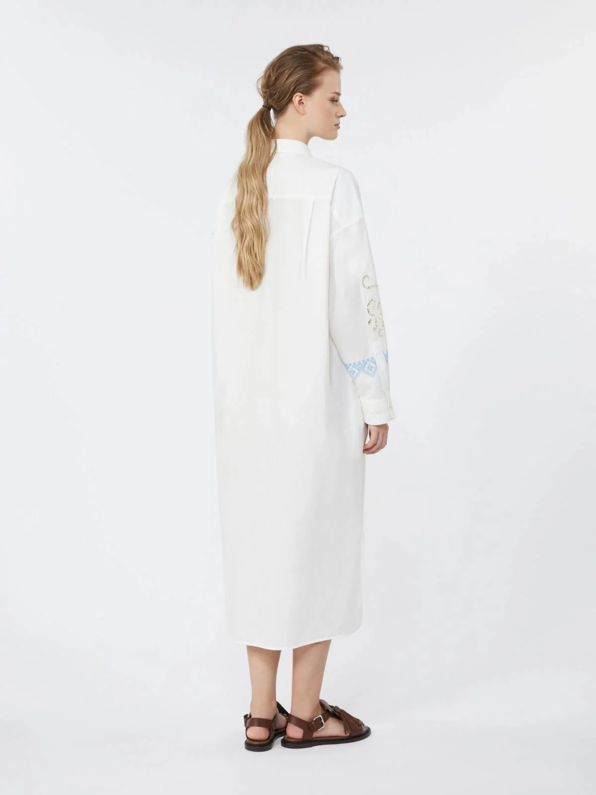 Weekend Max Mara Poplin Shirt Dress With Embroideries Dress - Image 3
