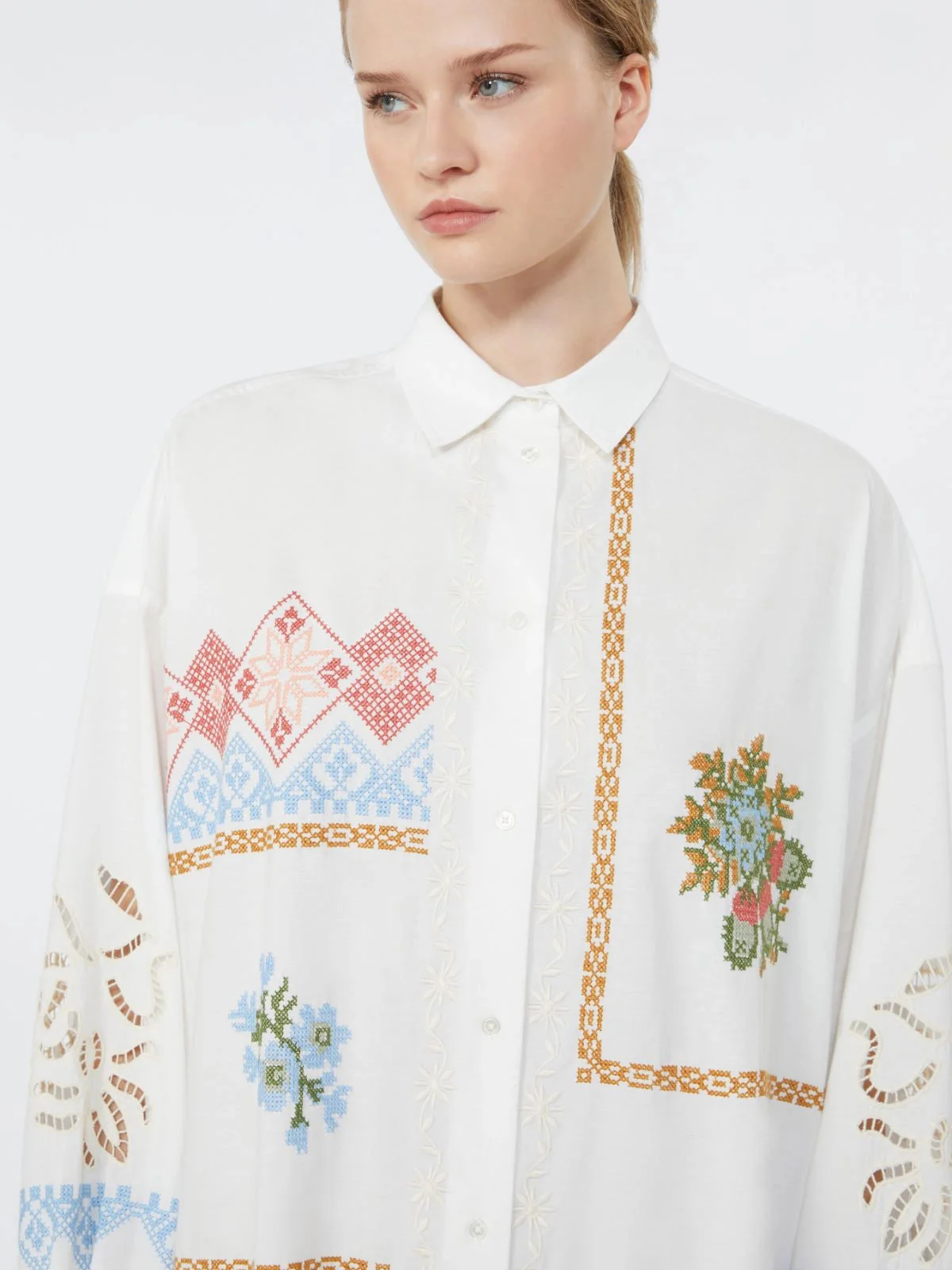 Weekend Max Mara Poplin Shirt Dress With Embroideries Dress - Image 4