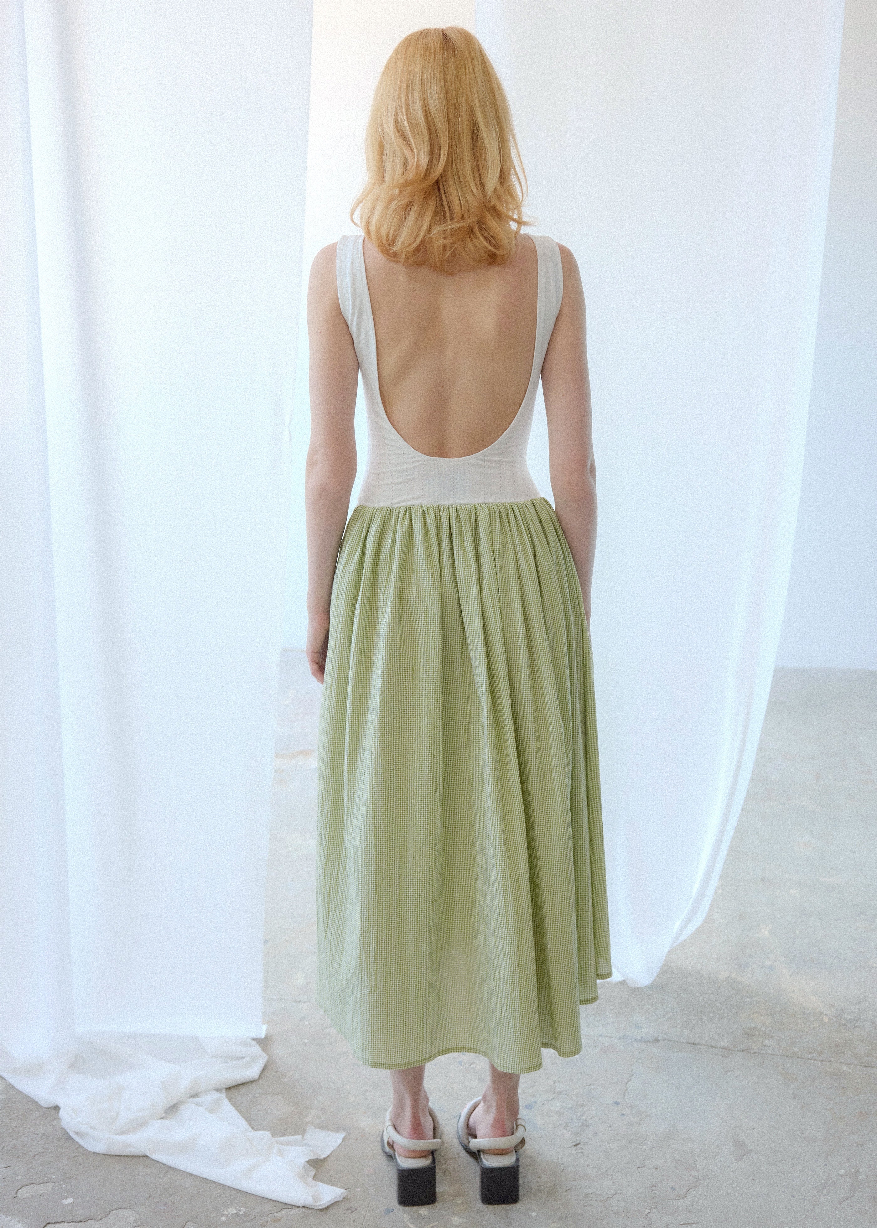 OhSevenDays Martina Dress - White & Green - Image 2