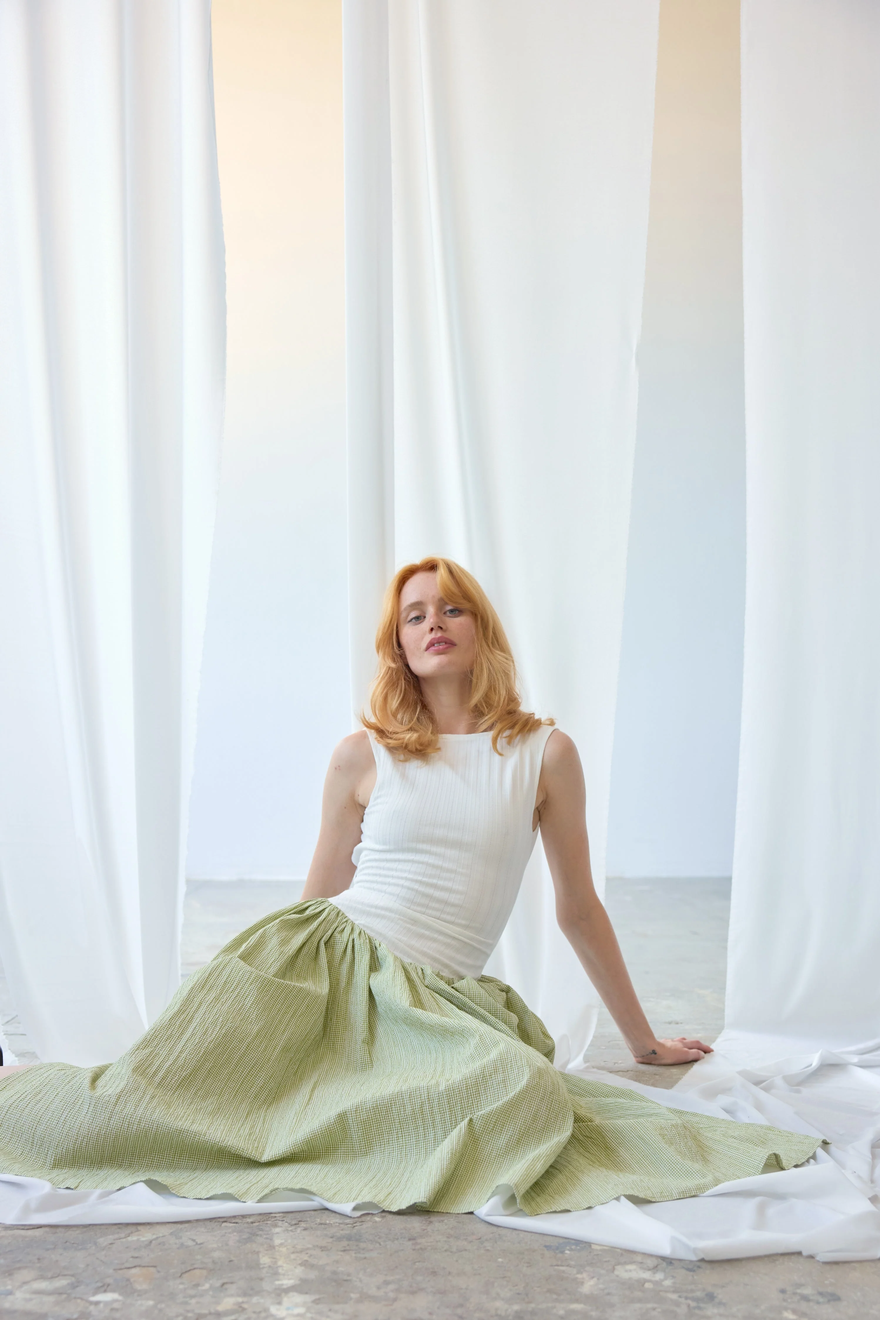 OhSevenDays Martina Dress - White & Green - Image 3