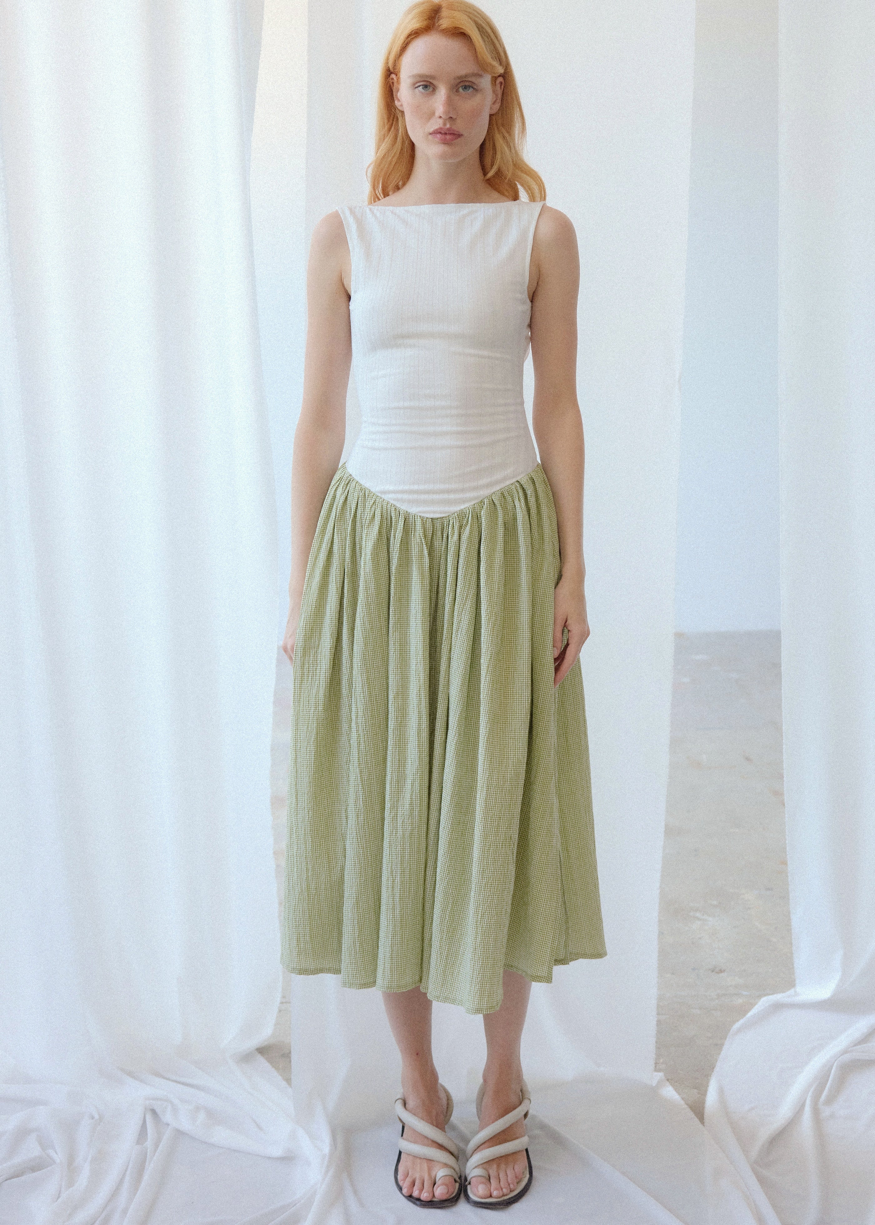 OhSevenDays Martina Dress - White & Green - Image 5