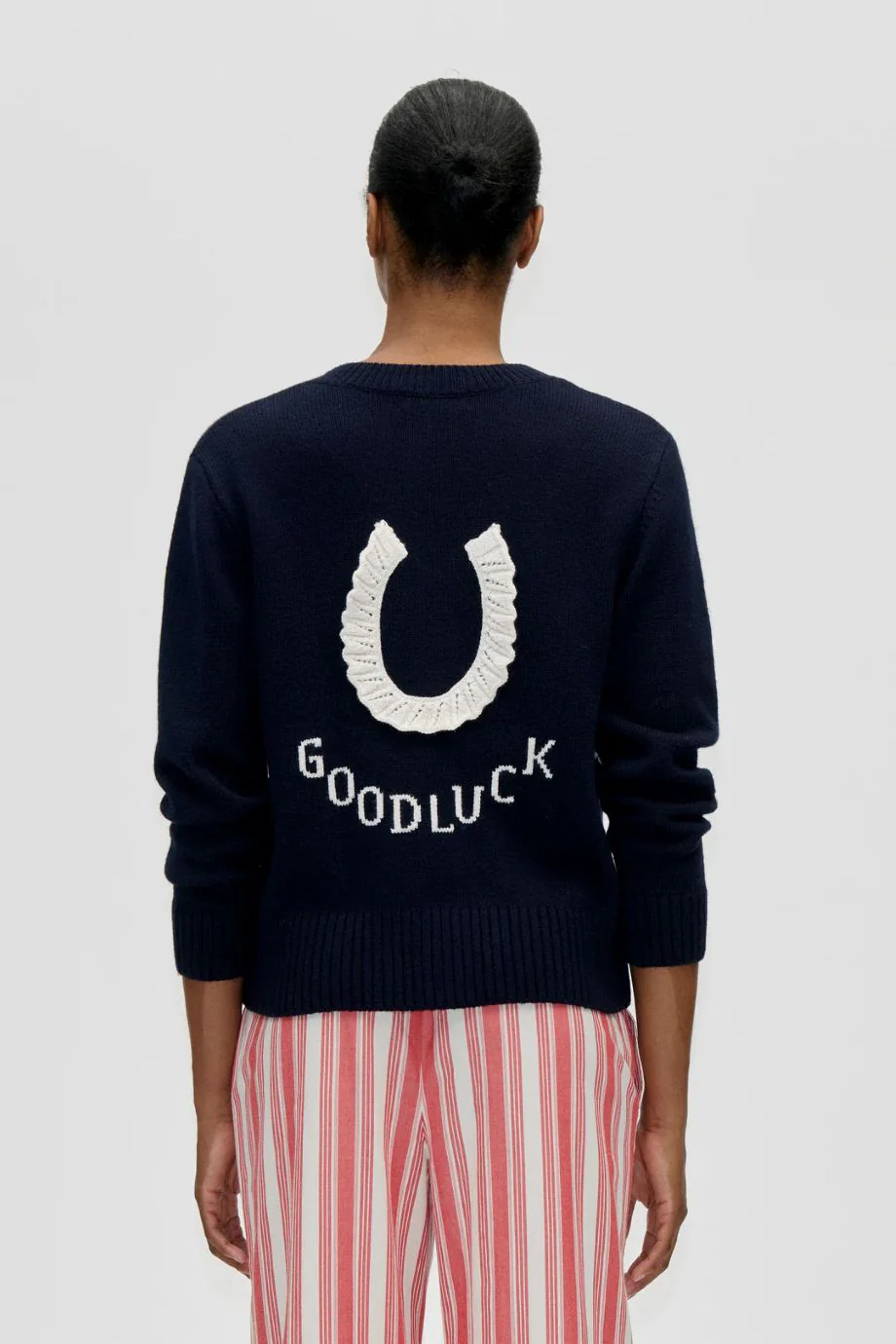Stine Goya Lucky Horse Crewneck Cardigan - Navy - Image 2
