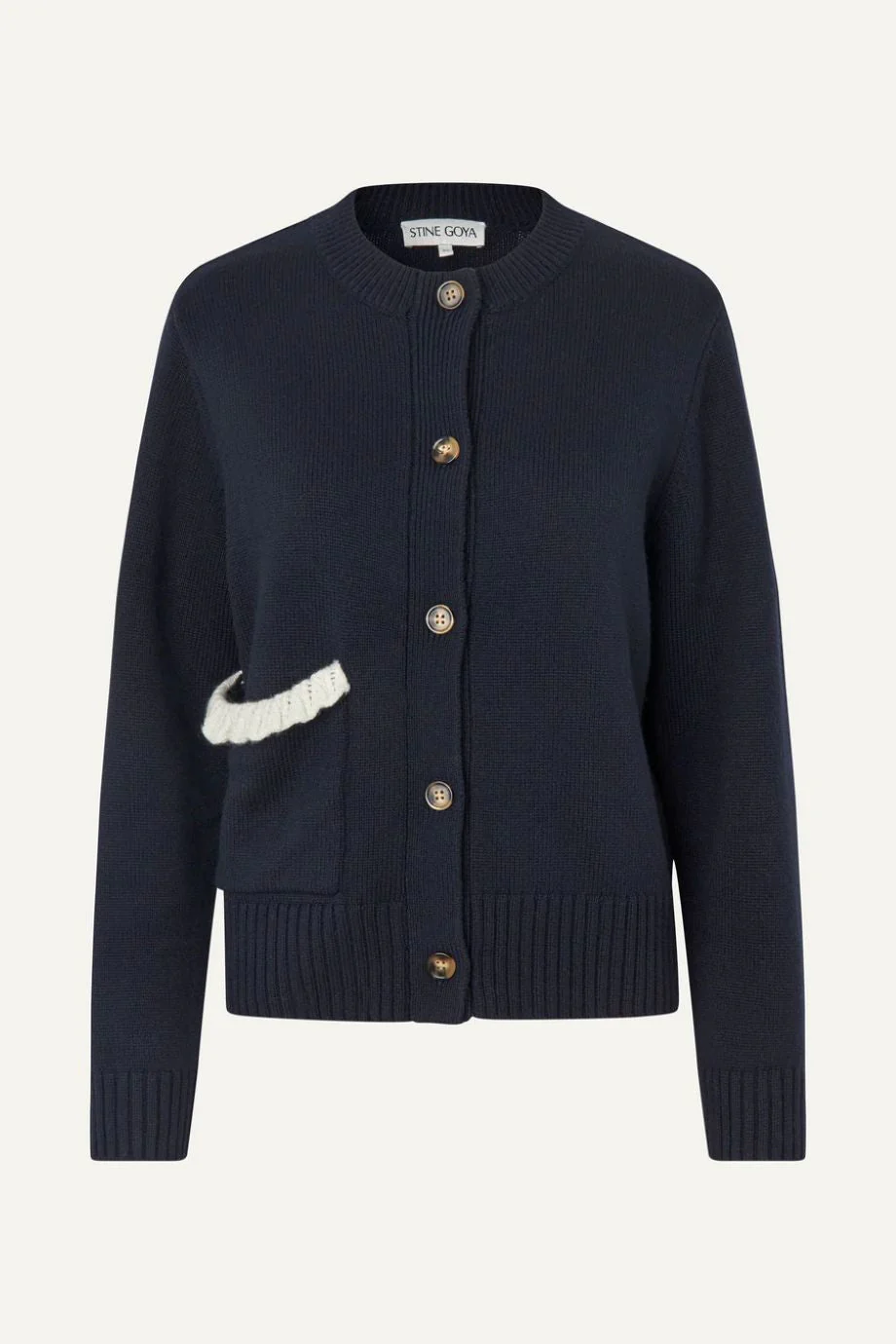 Stine Goya Lucky Horse Crewneck Cardigan - Navy - Image 4
