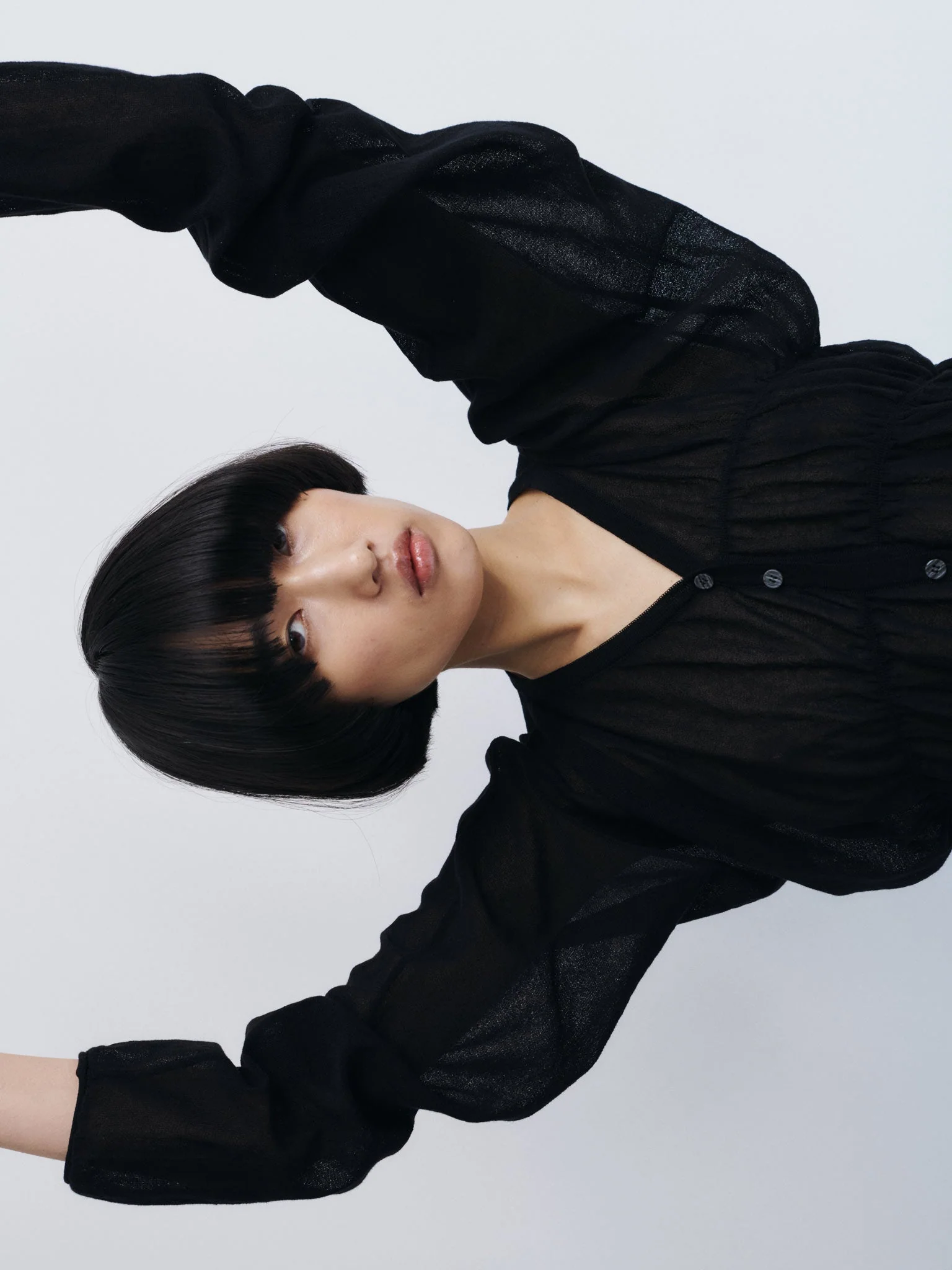 Rus Oboro Ruched Cardigan - Black