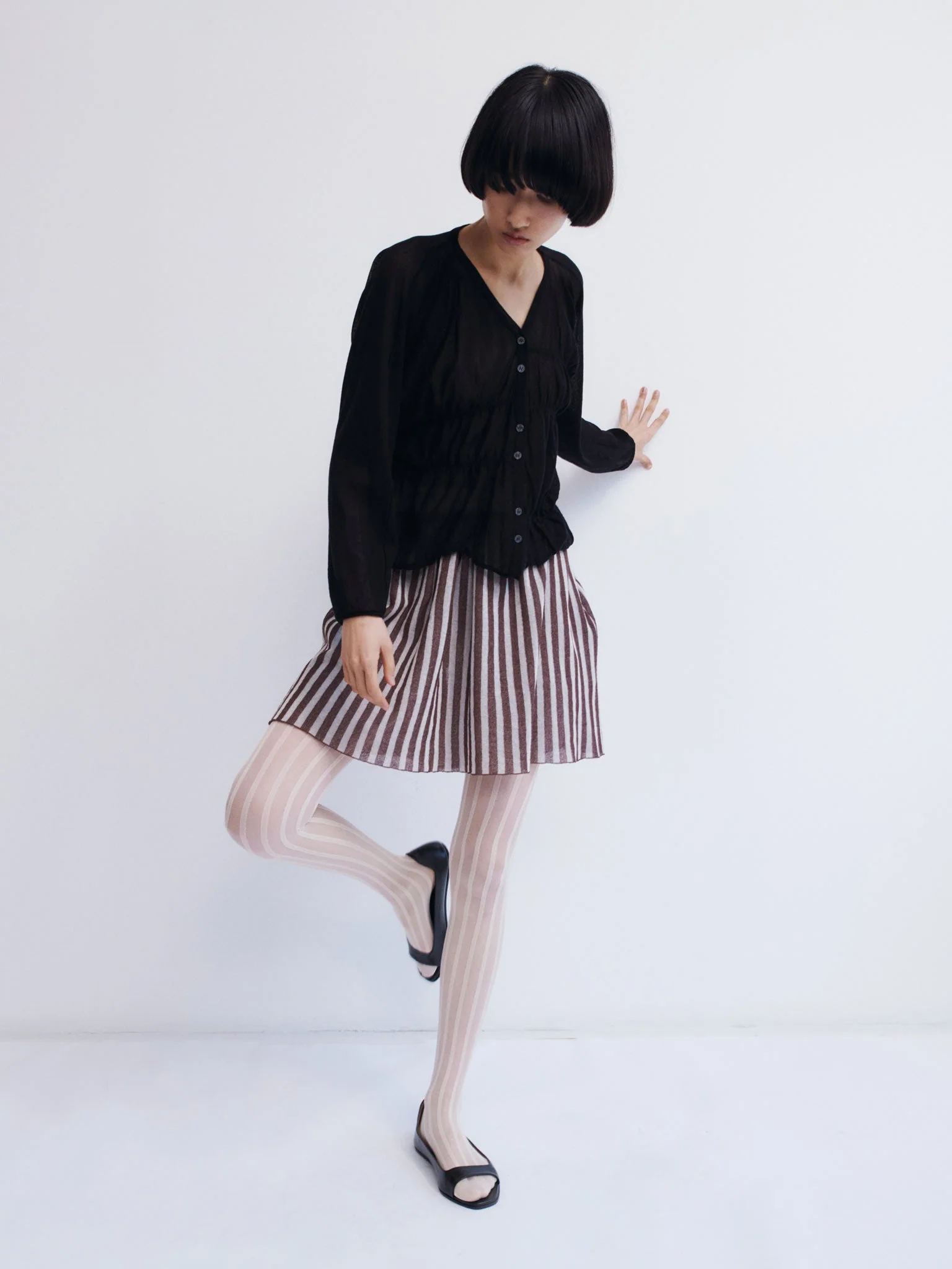 Rus Oboro Ruched Cardigan - Black - Image 2