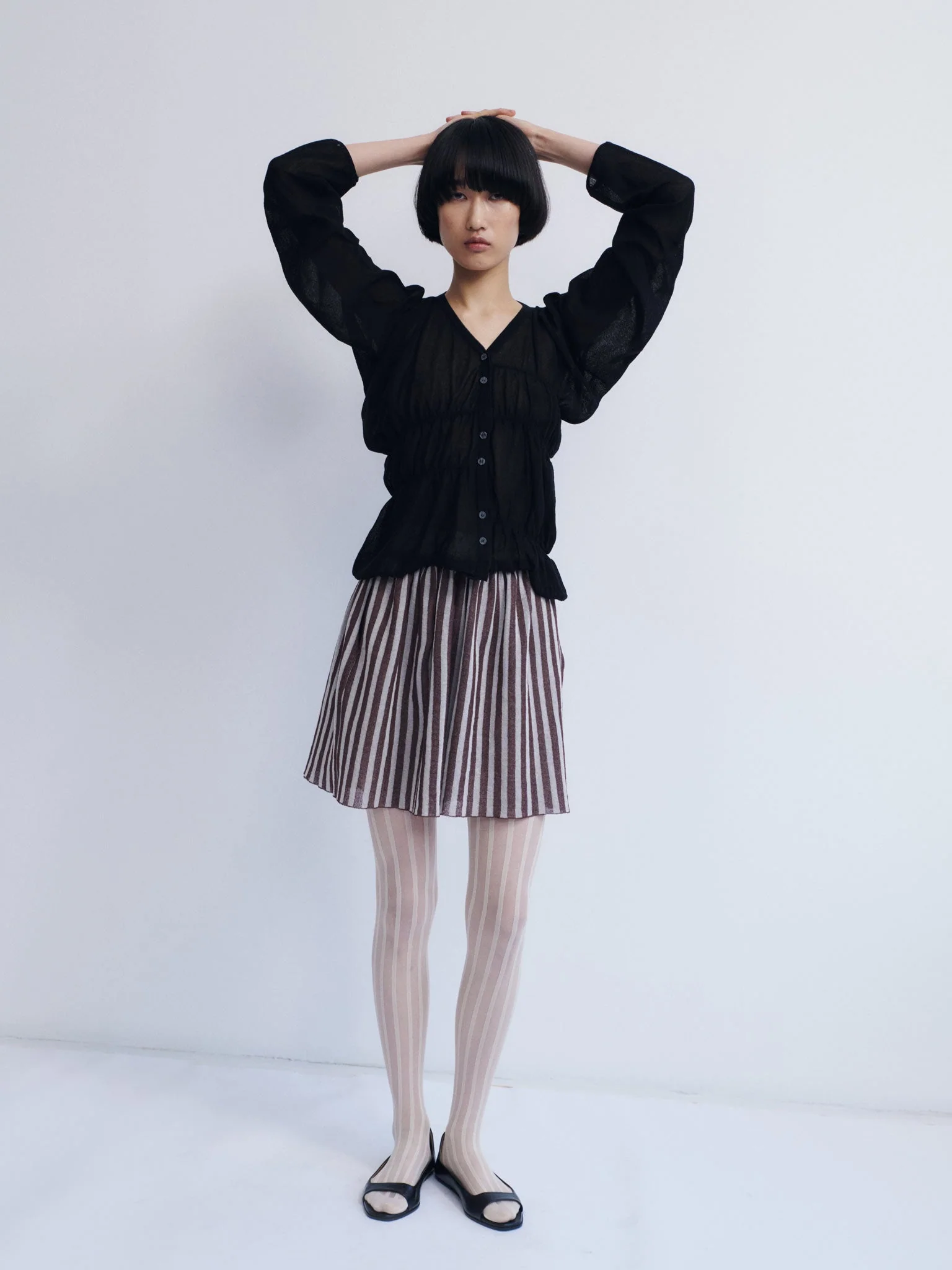 Rus Oboro Ruched Cardigan - Black - Image 3
