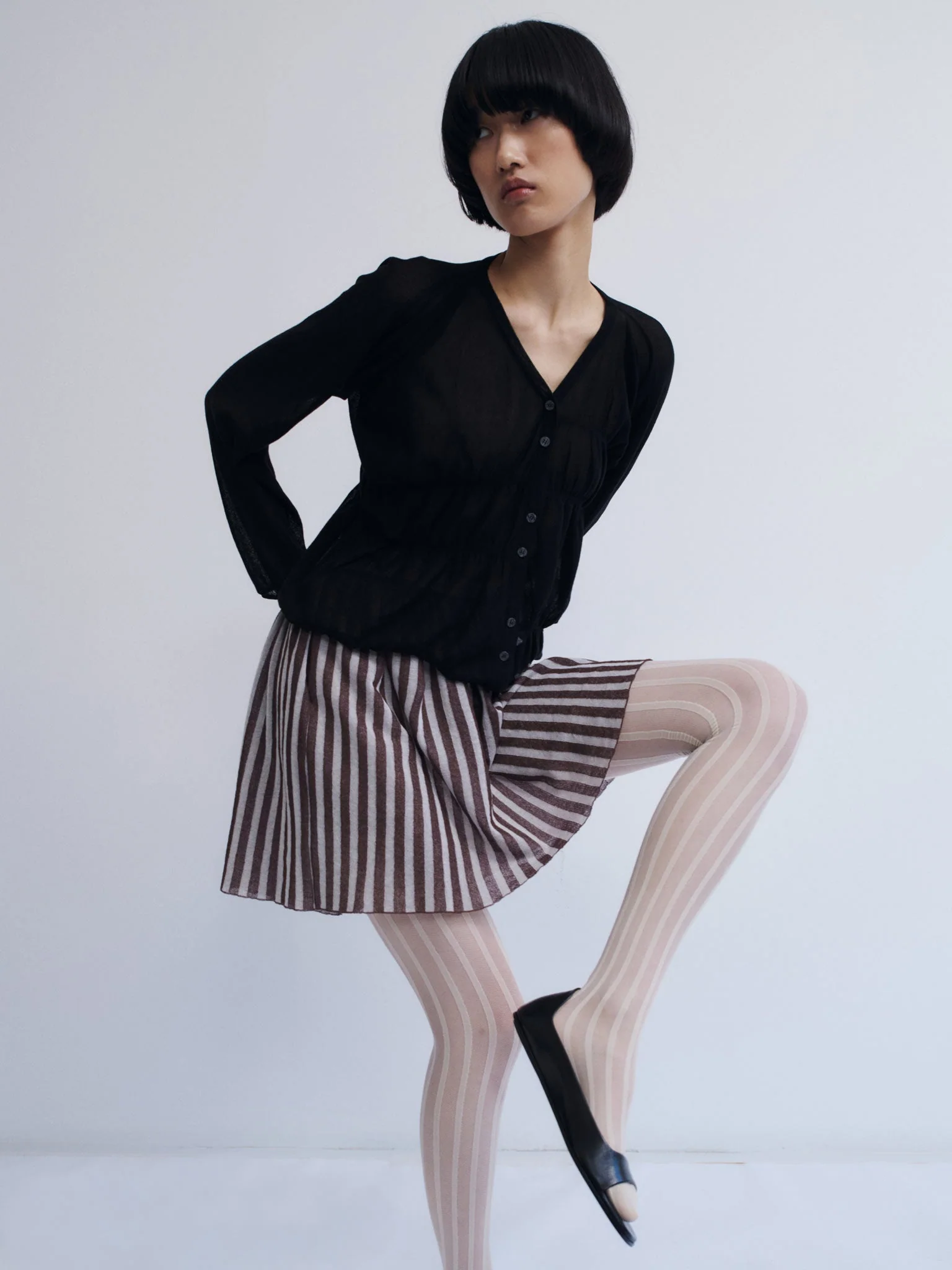 Rus Oboro Ruched Cardigan - Black - Image 4
