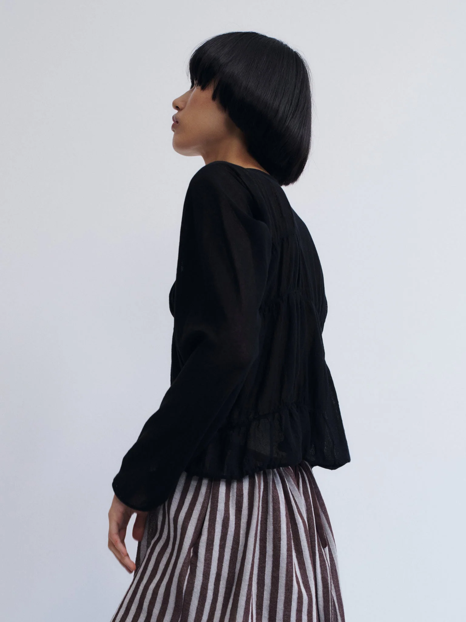 Rus Oboro Ruched Cardigan - Black - Image 6