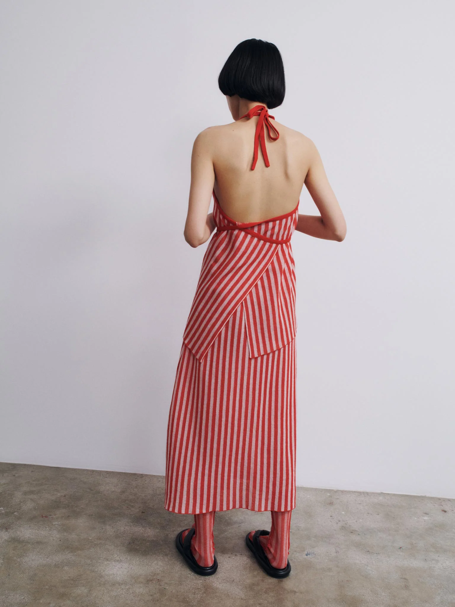 Rus Sakkaku Striped Apron Top - Tomate - Image 3